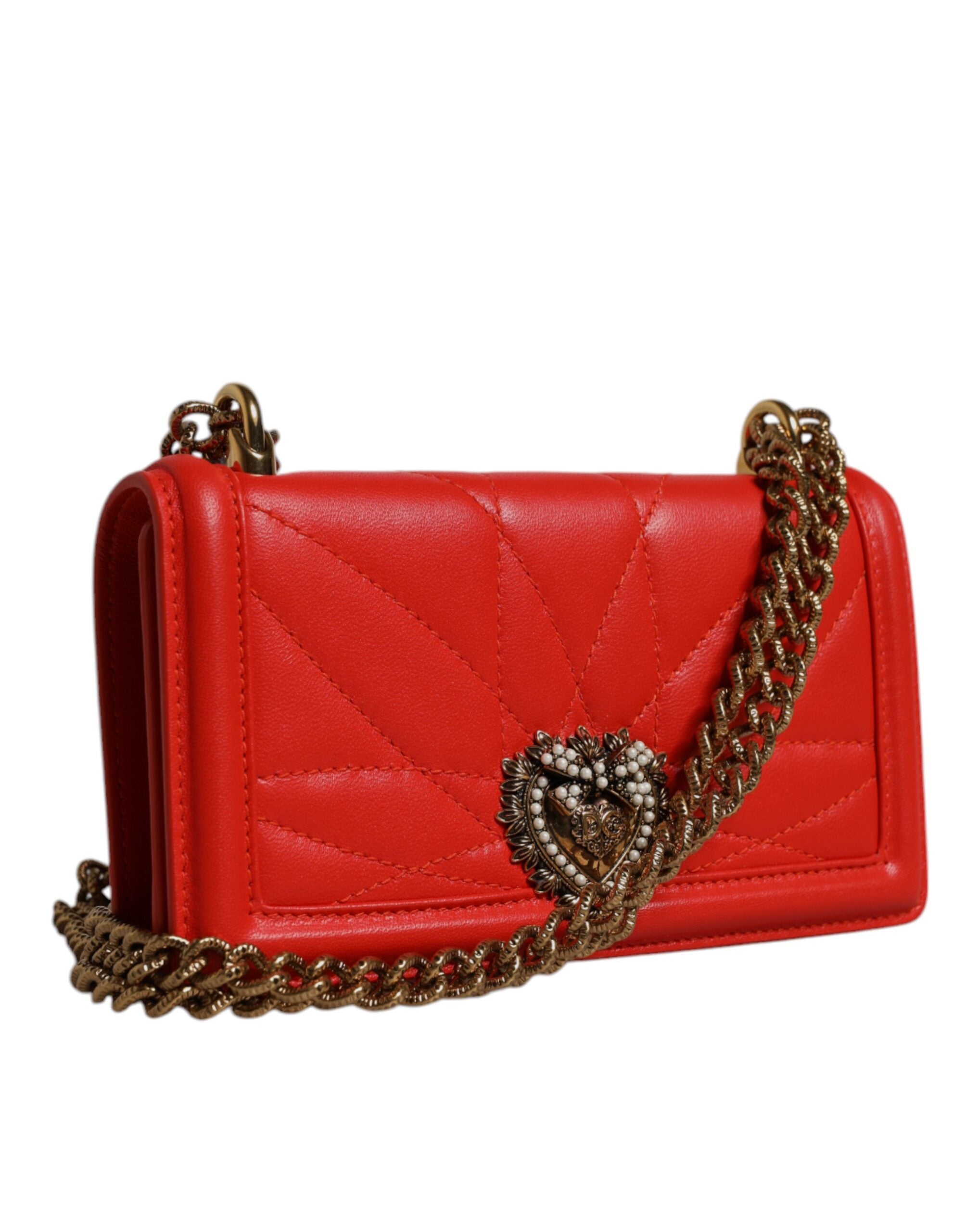 Dolce & Gabbana Red Quilted Devotion Crossbody Chain Phone Cover Bag - ACCEXO