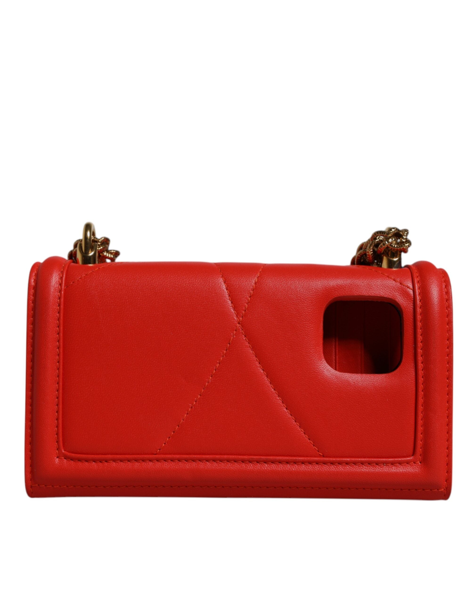 Dolce & Gabbana Red Quilted Devotion Crossbody Chain Phone Cover Bag - ACCEXO