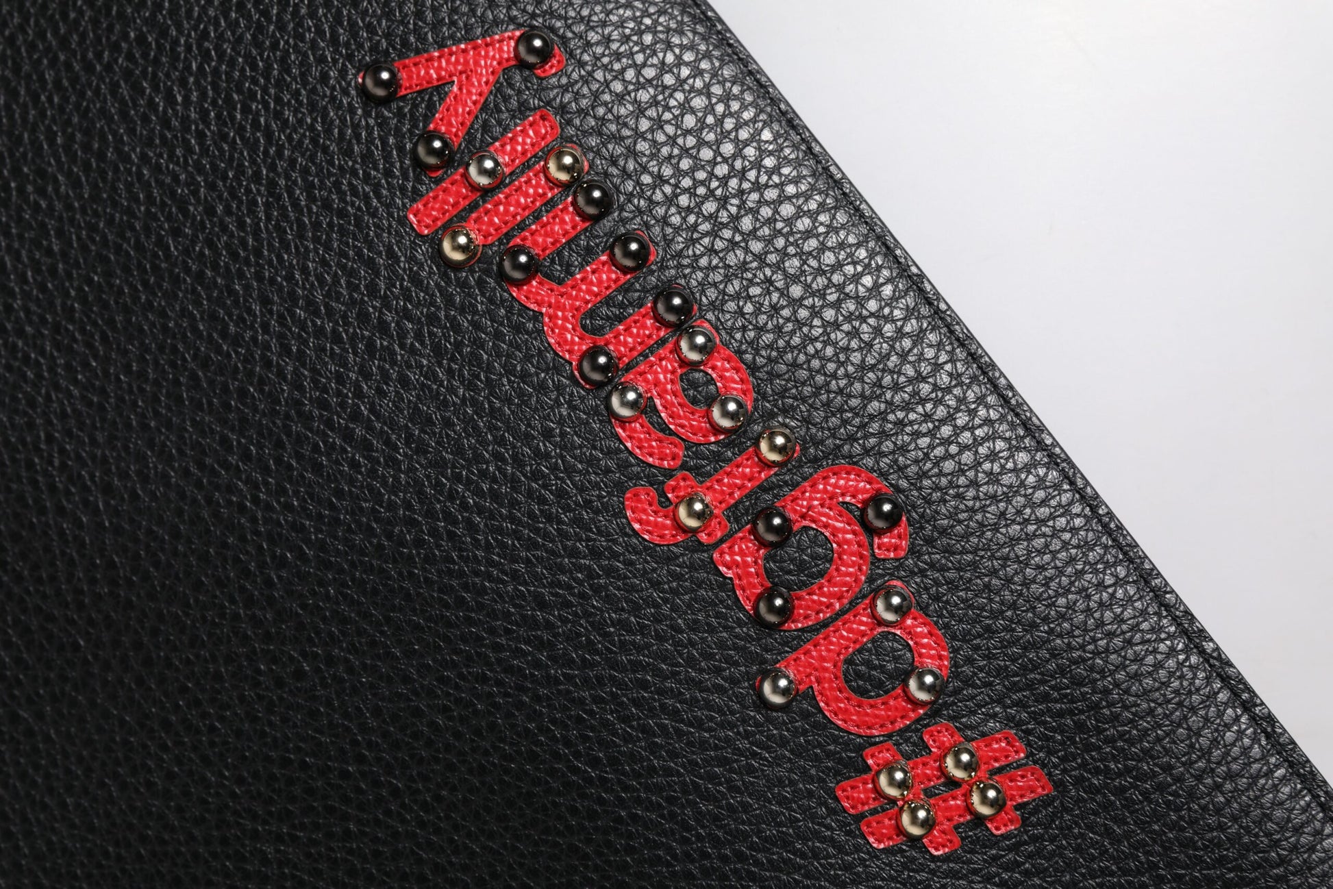 Dolce & Gabbana Black #DGFamily Embellished Leather Clutch Bag - ACCEXO