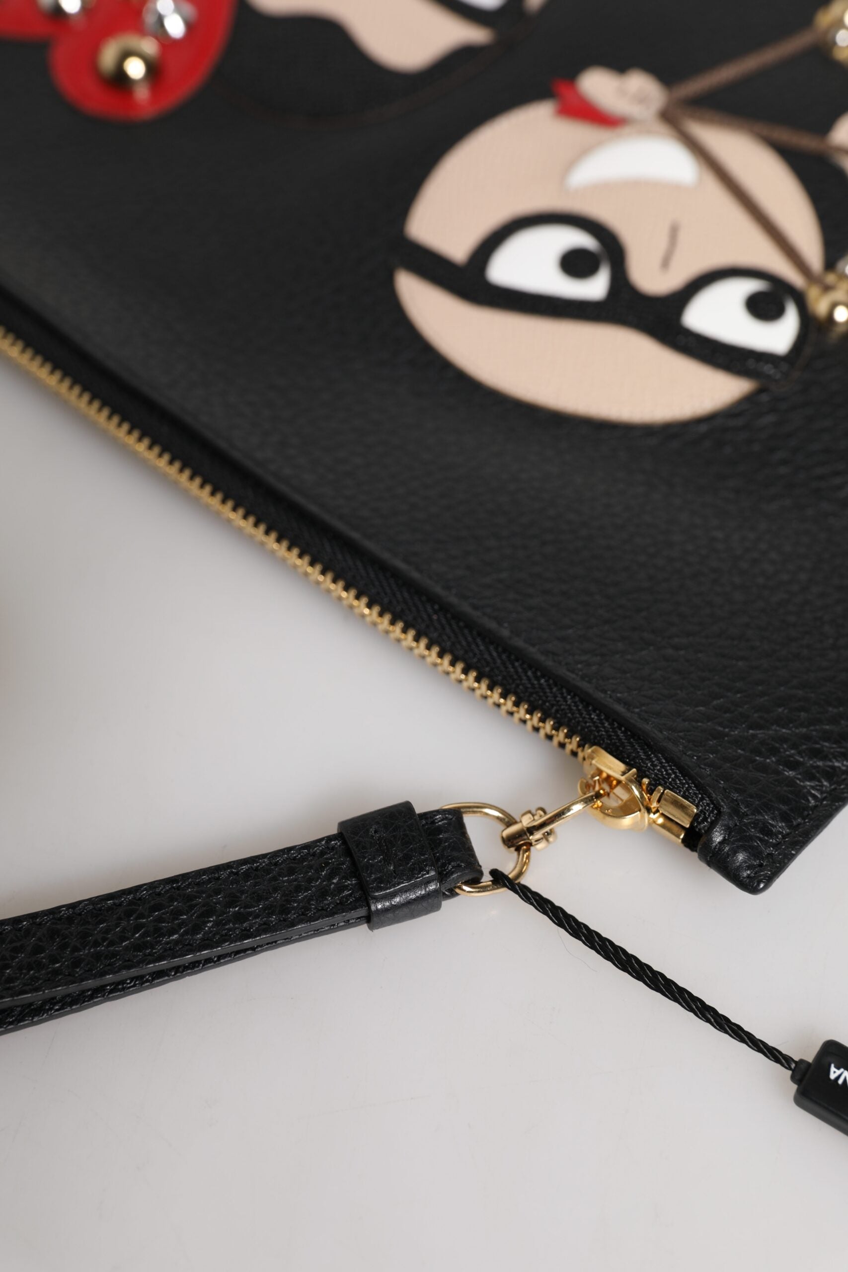 Dolce & Gabbana Black #DGFamily Embellished Leather Clutch Bag - ACCEXO