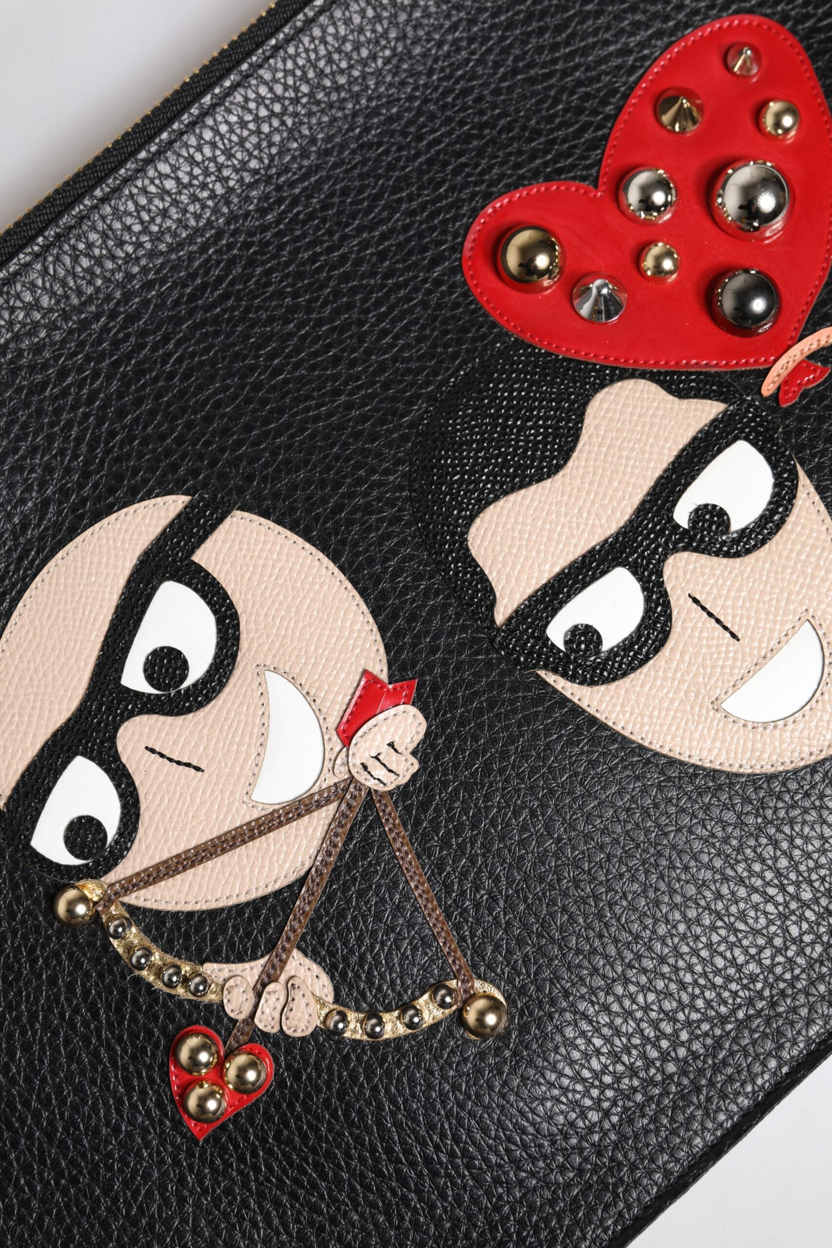 Dolce & Gabbana Black #DGFamily Embellished Leather Clutch Bag - ACCEXO
