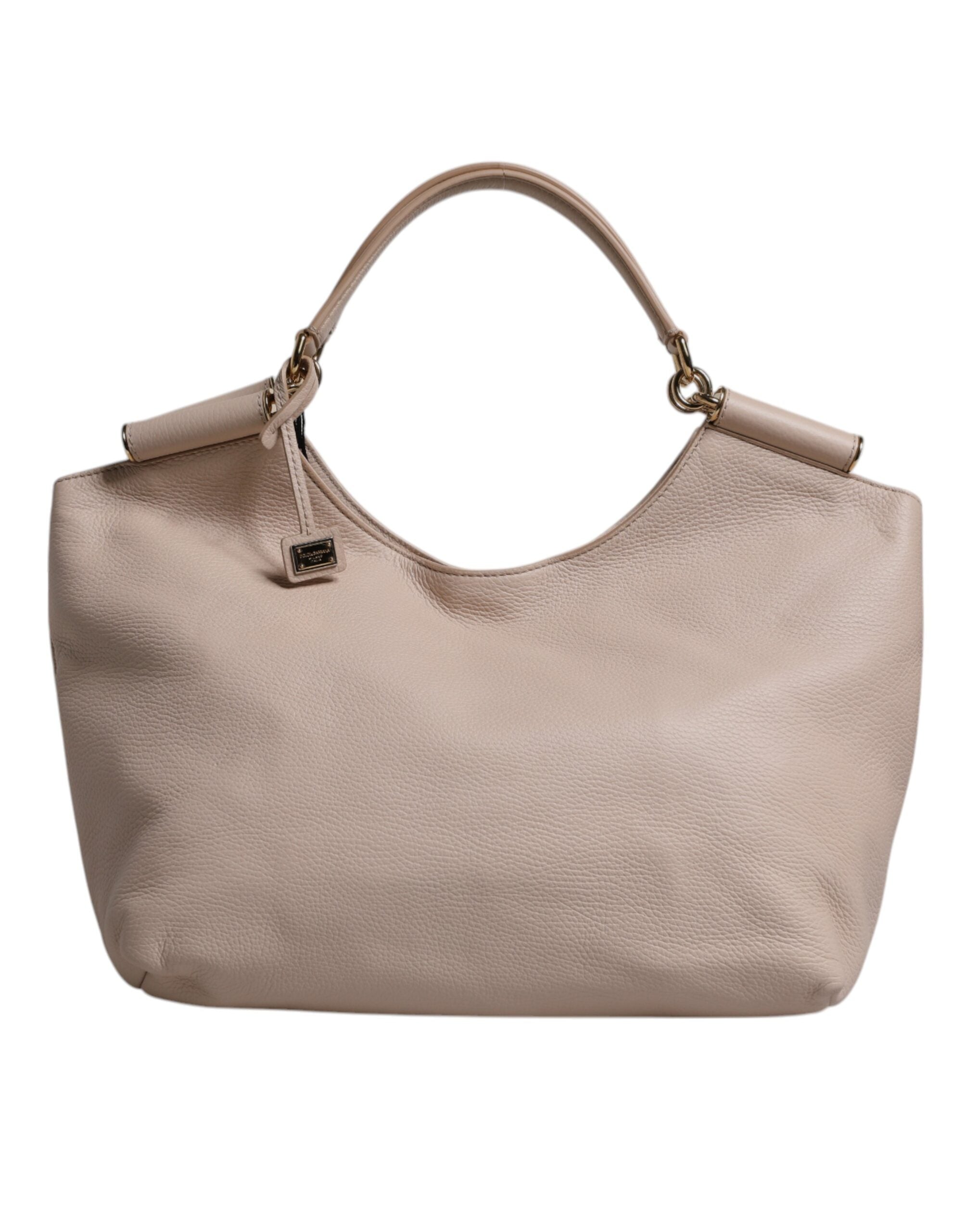 Dolce & Gabbana Light Pink Deer Leather Logo Plaque Tote Top Handle Bag - ACCEXO