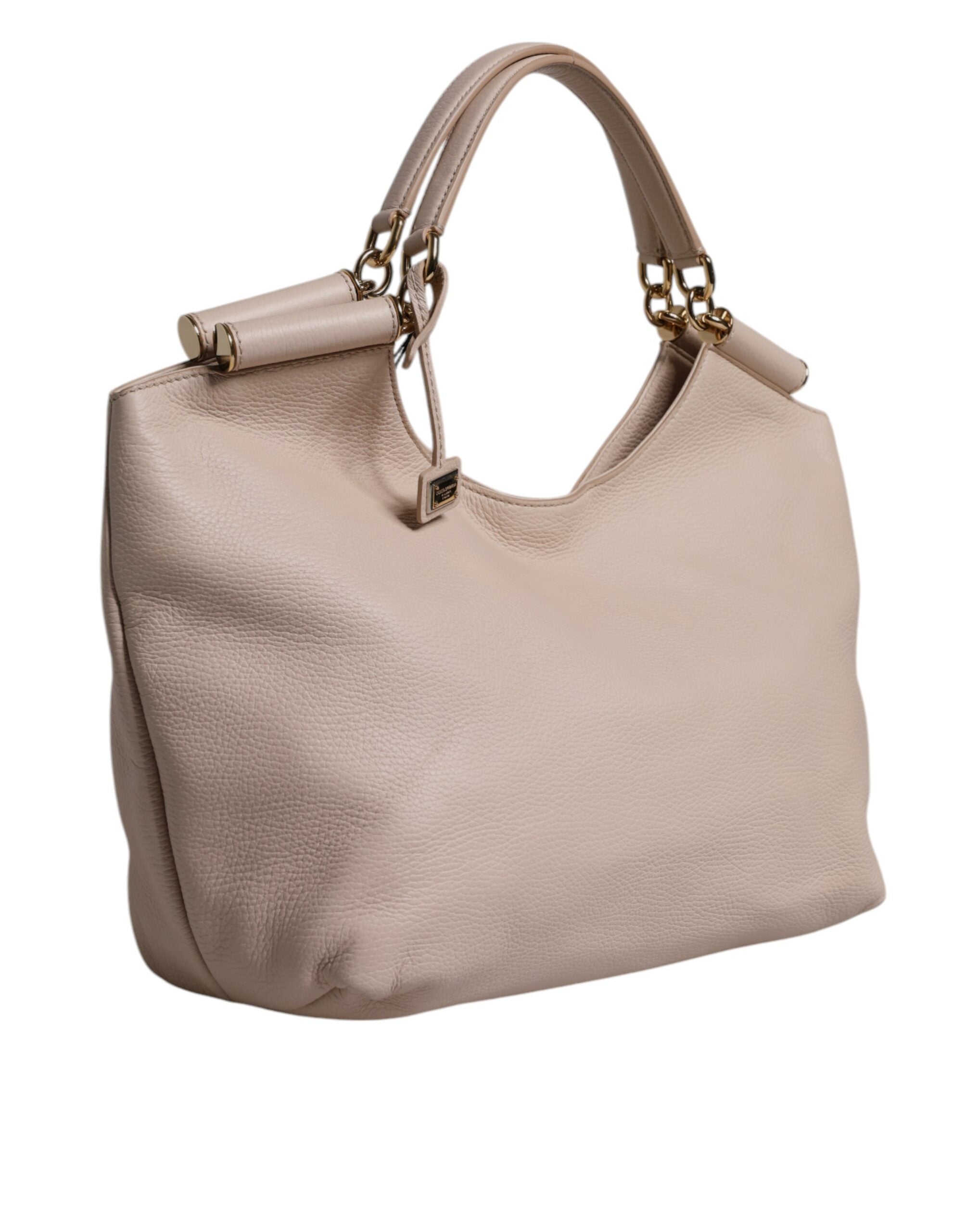 Dolce & Gabbana Light Pink Deer Leather Logo Plaque Tote Top Handle Bag - ACCEXO