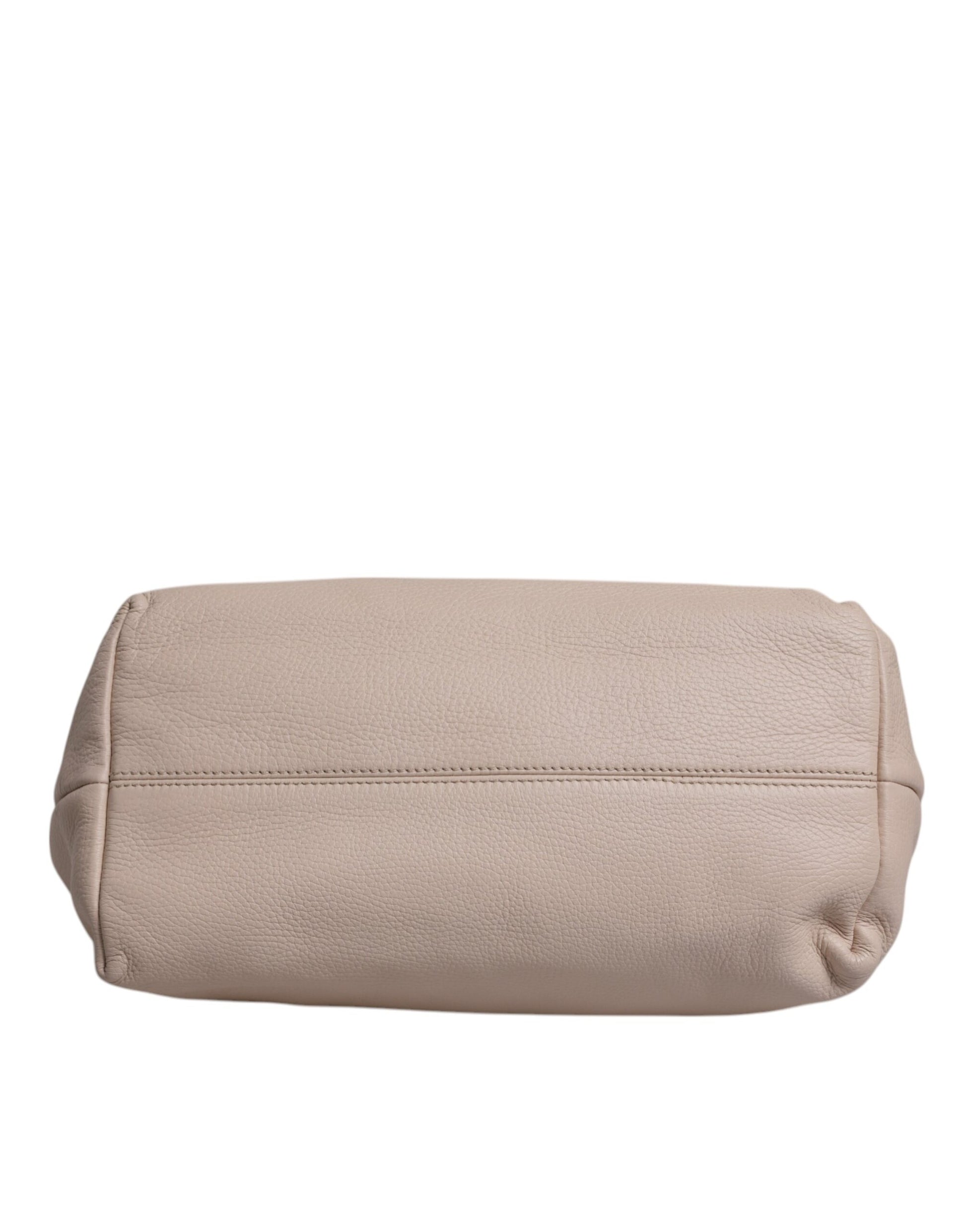 Dolce & Gabbana Light Pink Deer Leather Logo Plaque Tote Top Handle Bag - ACCEXO
