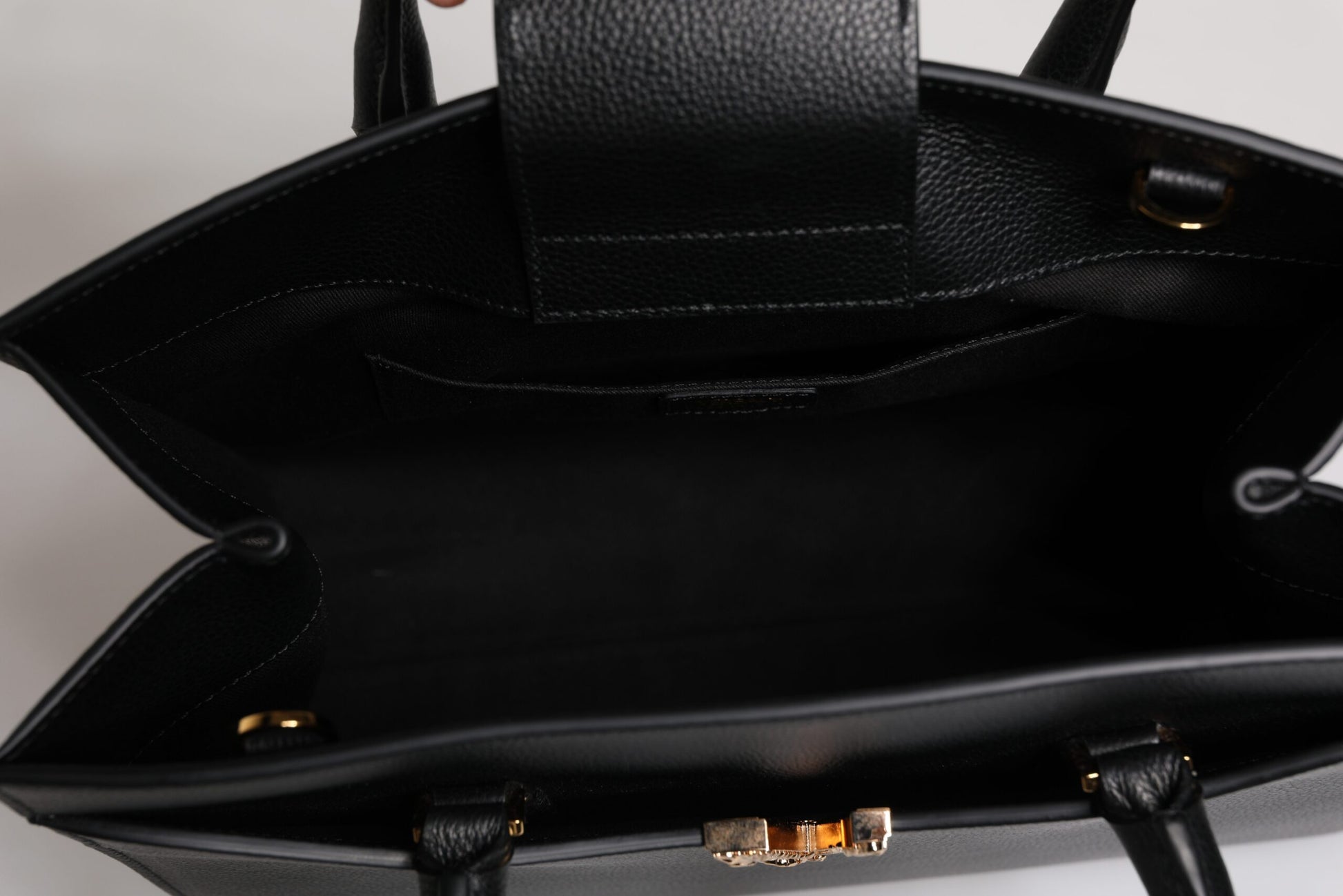 Versace Black Large Leather Top Handle Shoulder Crossbody Bag - ACCEXO