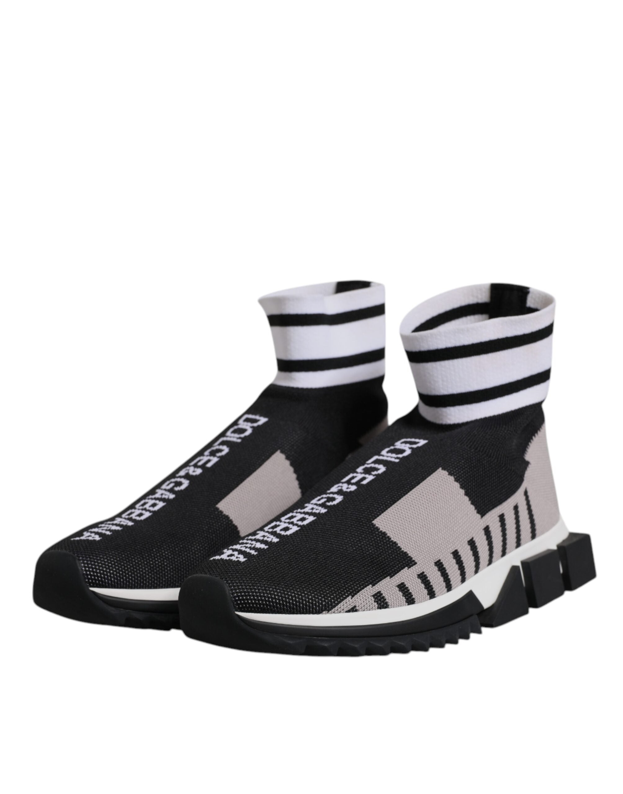 Dolce & Gabbana Black Gray Sorrento Socks Men Sneakers Shoes - ACCEXO