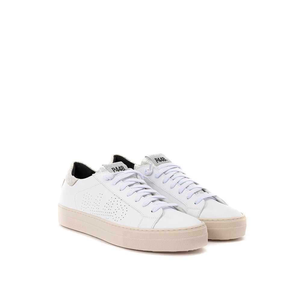 P448 White Leather Sneakers Elegant Casual Footwear - ACCEXO
