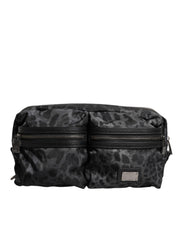 Dolce & Gabbana Black Gray Leopard DG Logo Belt Waist Fanny Pack Bag - ACCEXO