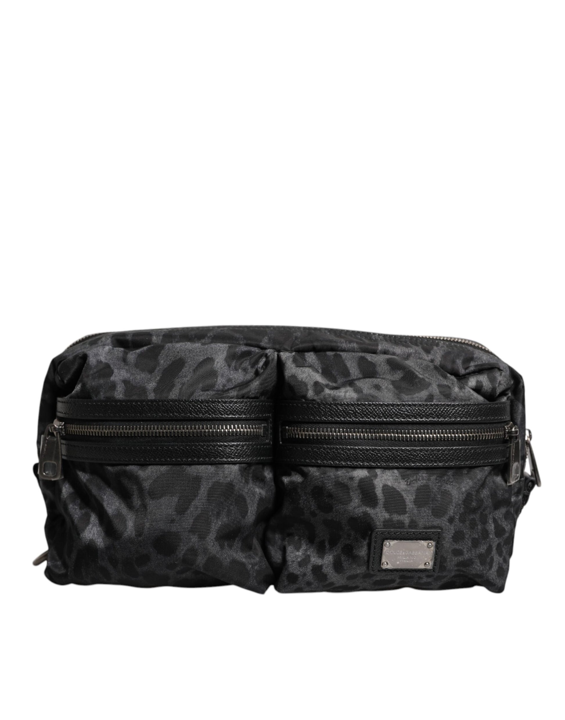 Dolce & Gabbana Black Gray Leopard DG Logo Belt Waist Fanny Pack Bag - ACCEXO