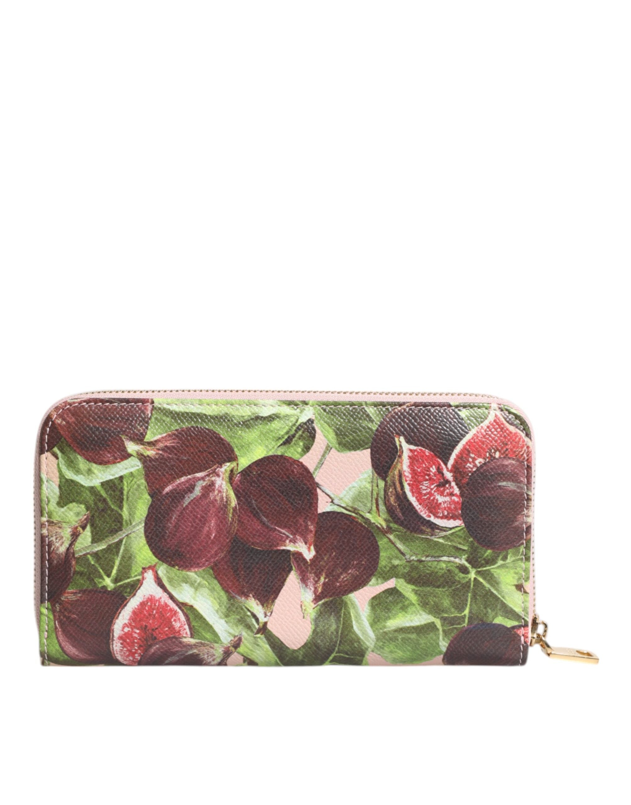 Dolce & Gabbana Multicolor Fig Fruit Dauphine Leather Zip Around Continental Wallet - ACCEXO