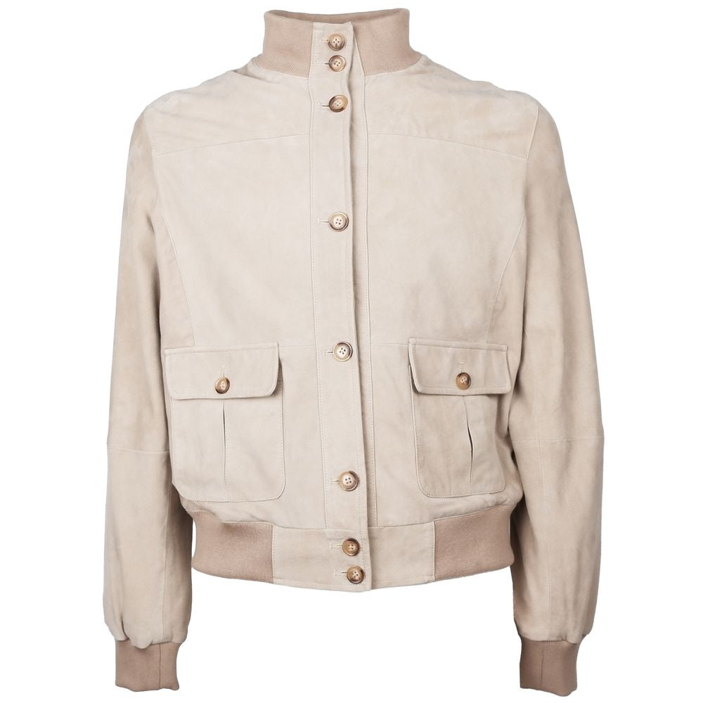 Emilio Romanelli Beige Calfskin Men Jacket - ACCEXO