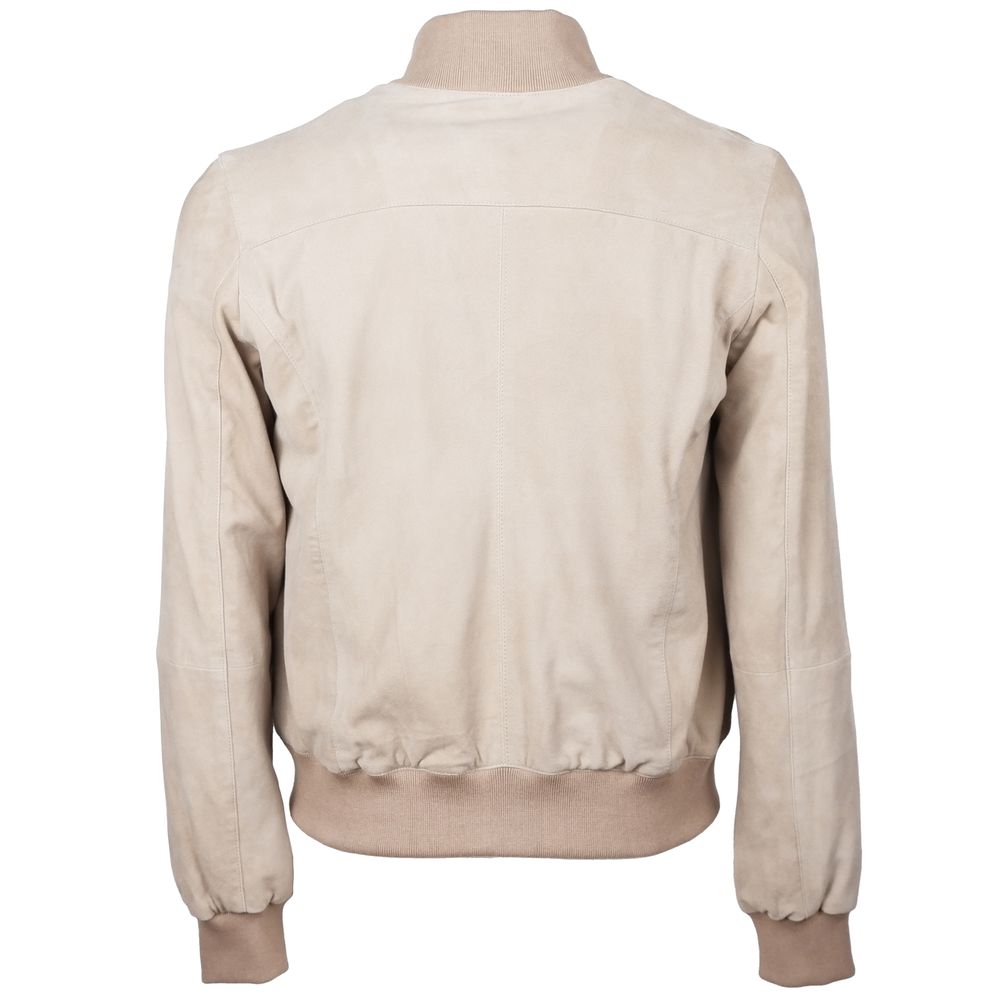 Emilio Romanelli Beige Calfskin Men Jacket - ACCEXO