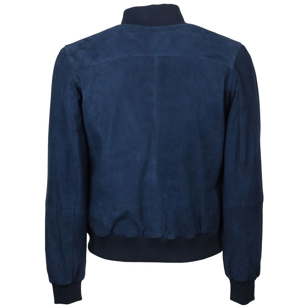 Emilio Romanelli Blue Calfskin Men Bomber Jacket - ACCEXO