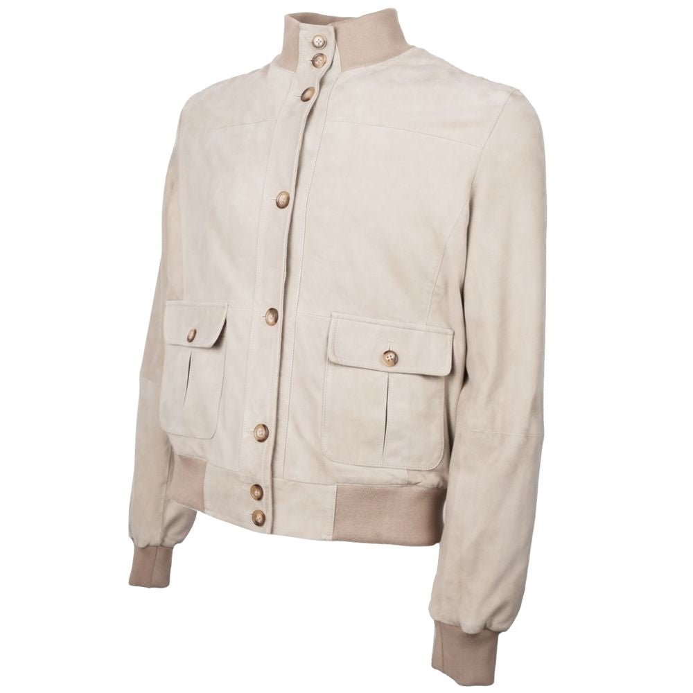 Emilio Romanelli Beige Calfskin Men Jacket - ACCEXO