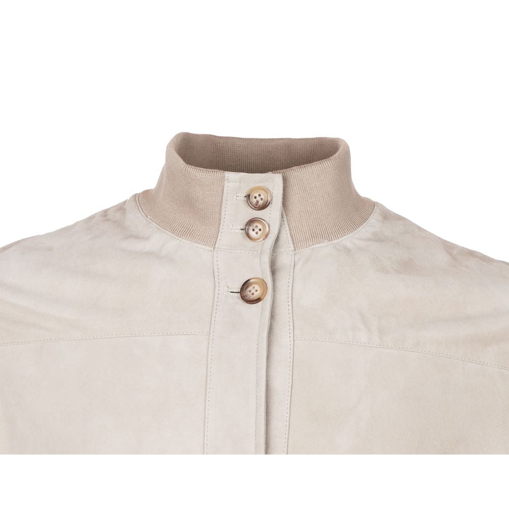 Emilio Romanelli Beige Calfskin Men Jacket - ACCEXO