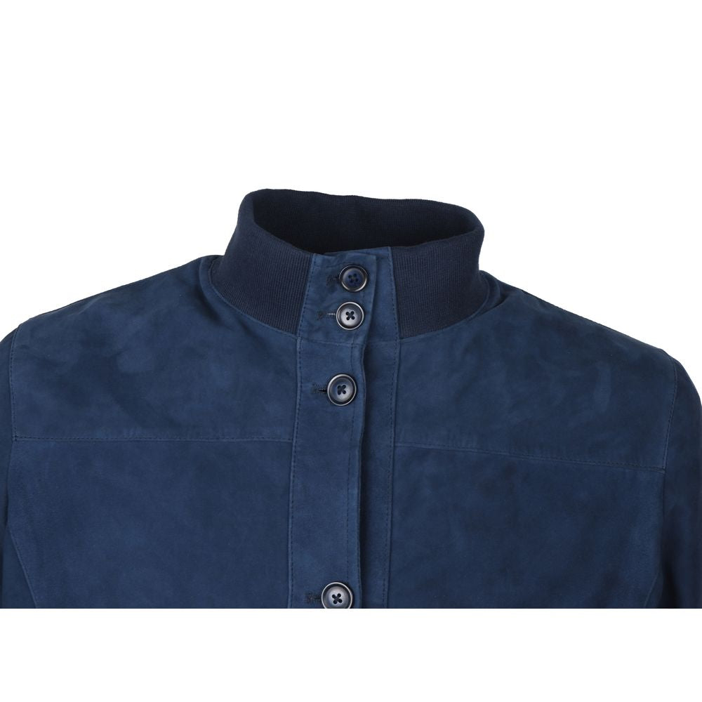 Emilio Romanelli Blue Calfskin Men Bomber Jacket - ACCEXO