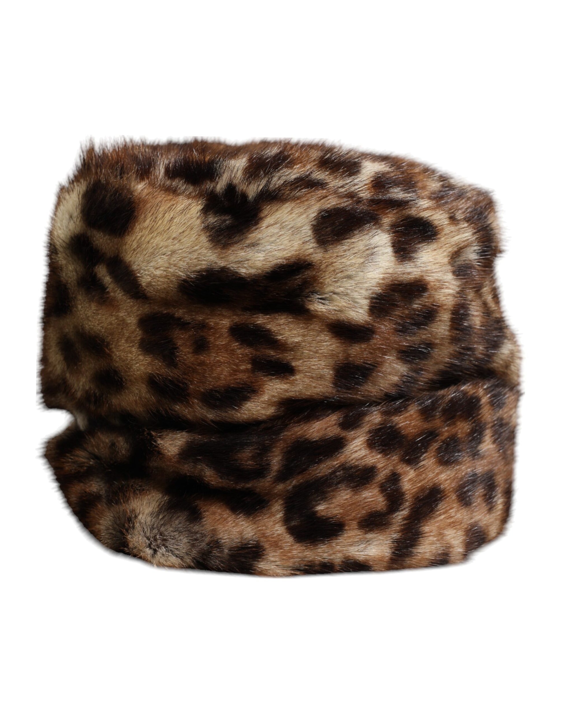 Dolce & Gabbana Brown Leopard Faux Fur Women Bucket Hat - ACCEXO