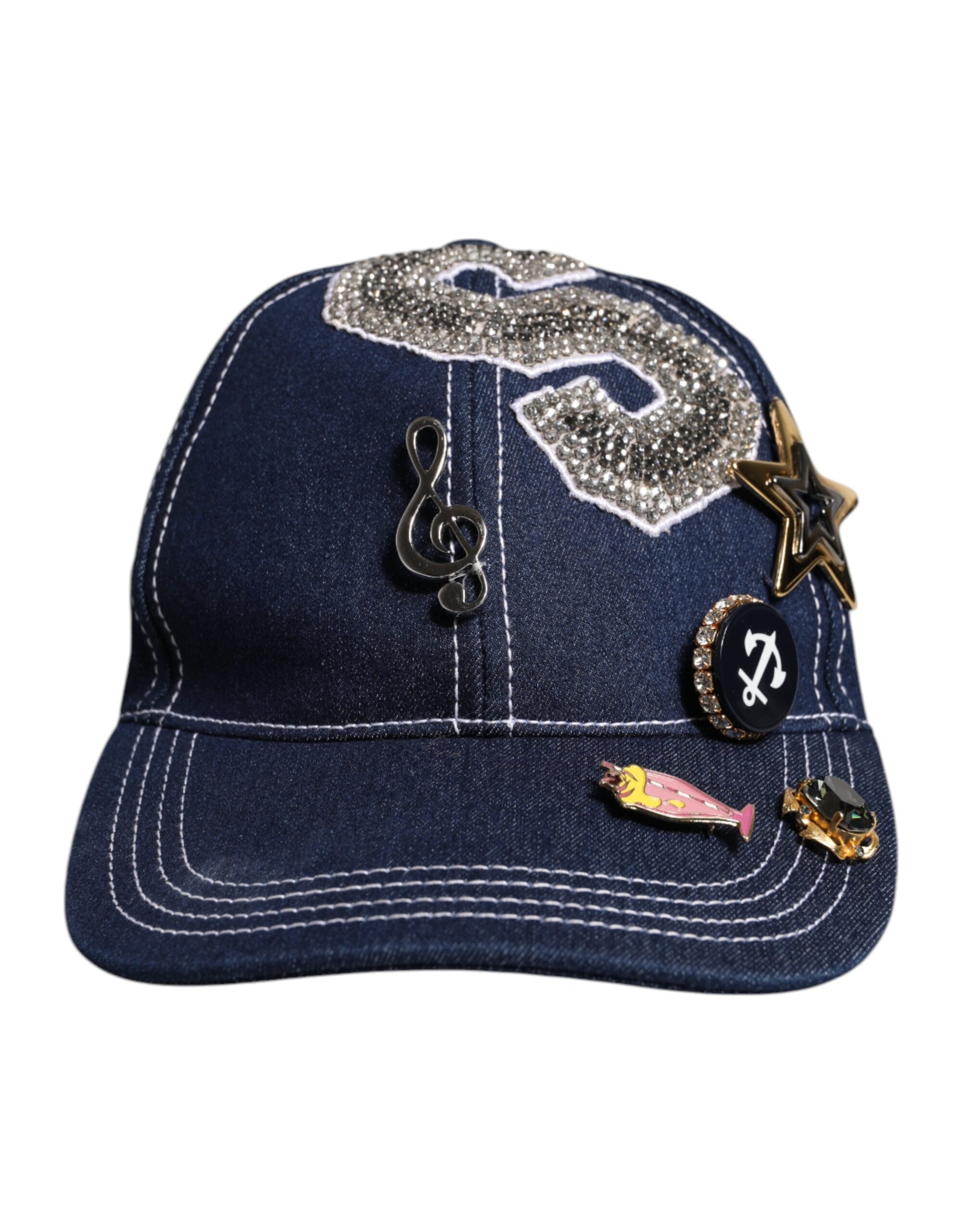 Dolce & Gabbana Blue Crystal Embellishment Baseball Cap - ACCEXO