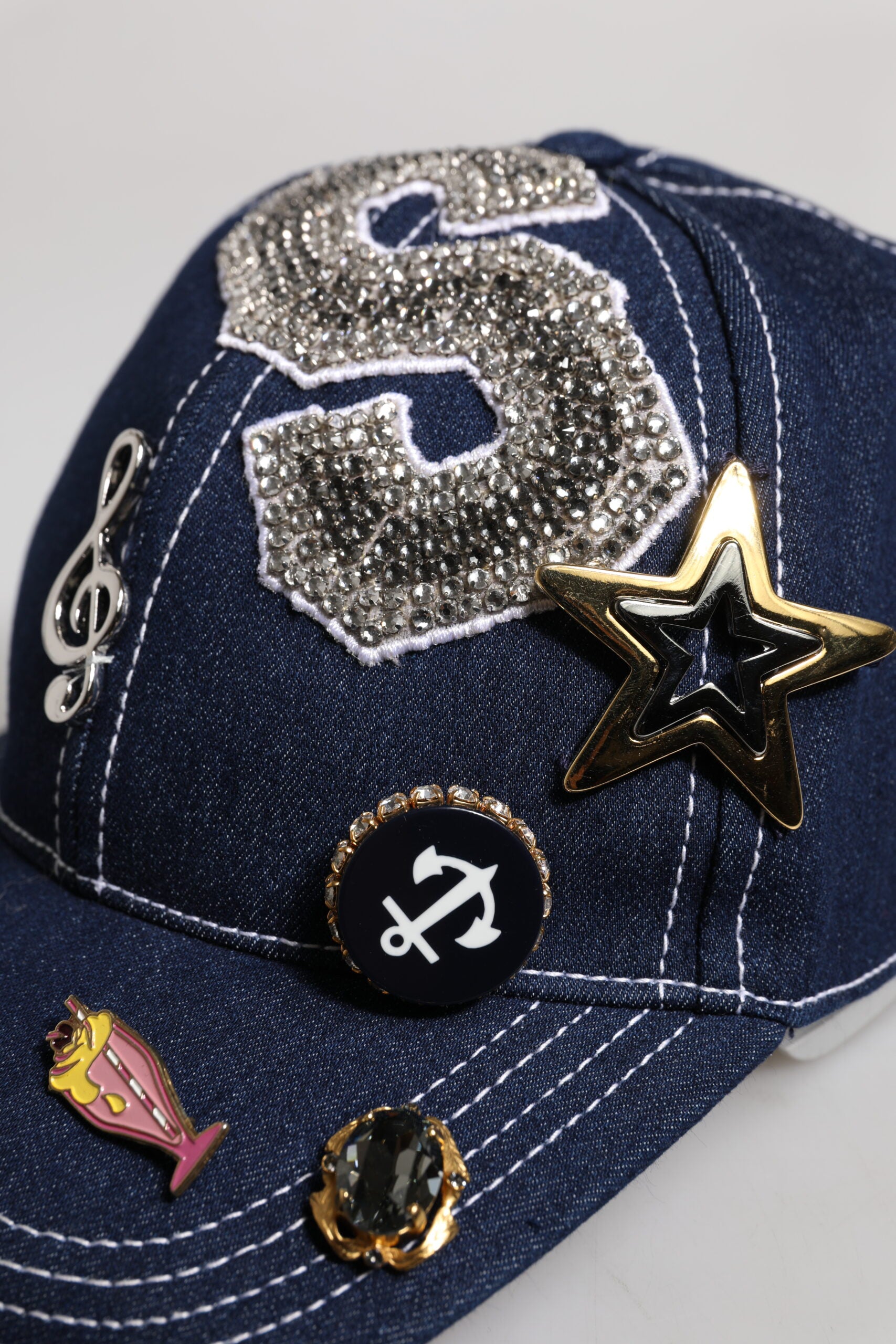 Dolce & Gabbana Blue Crystal Embellishment Baseball Cap - ACCEXO
