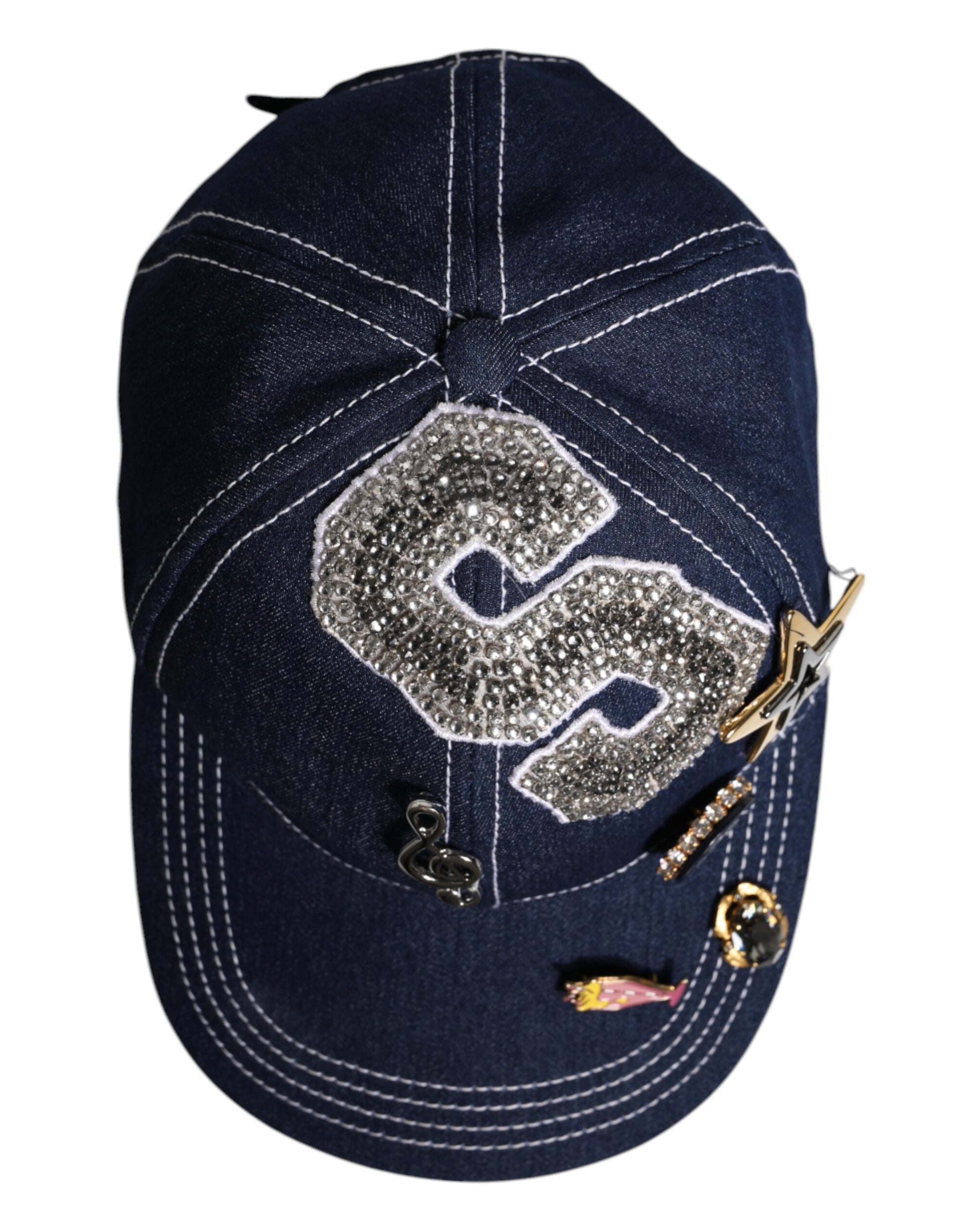 Dolce & Gabbana Blue Crystal Embellishment Baseball Cap - ACCEXO