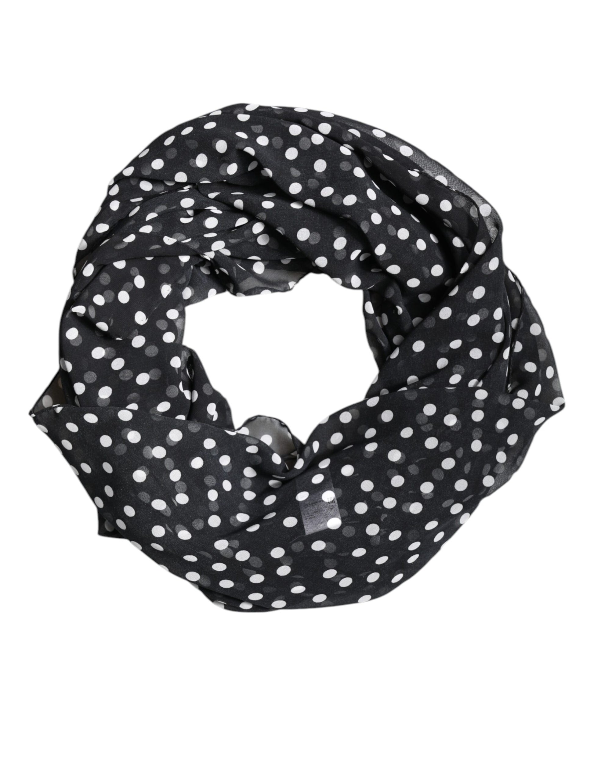 Dolce & Gabbana Black Polka Dots Polyester Wrap Shawl Scarf - ACCEXO