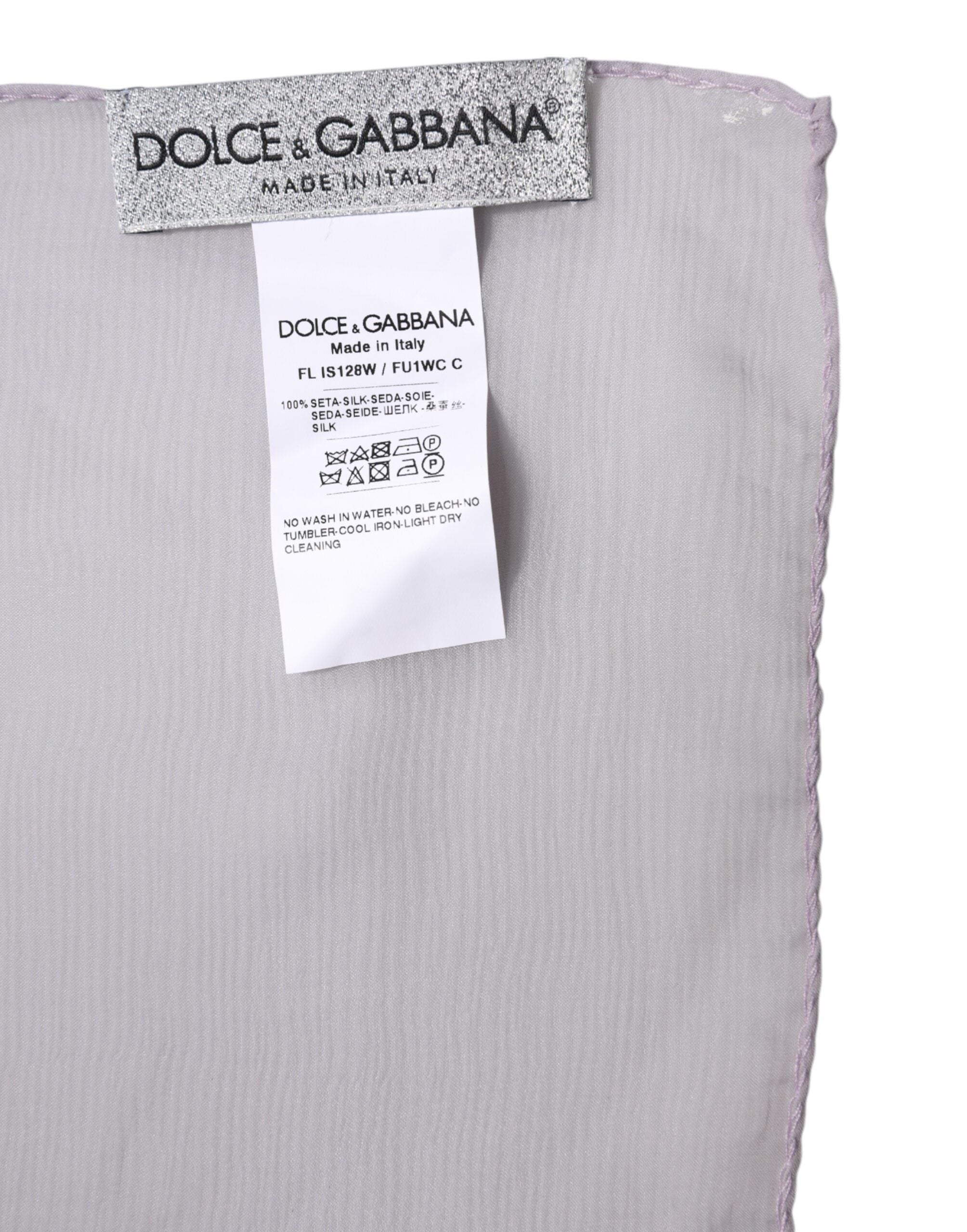 Dolce & Gabbana Purple Silk Rectangle Wrap Shawl Scarf - ACCEXO