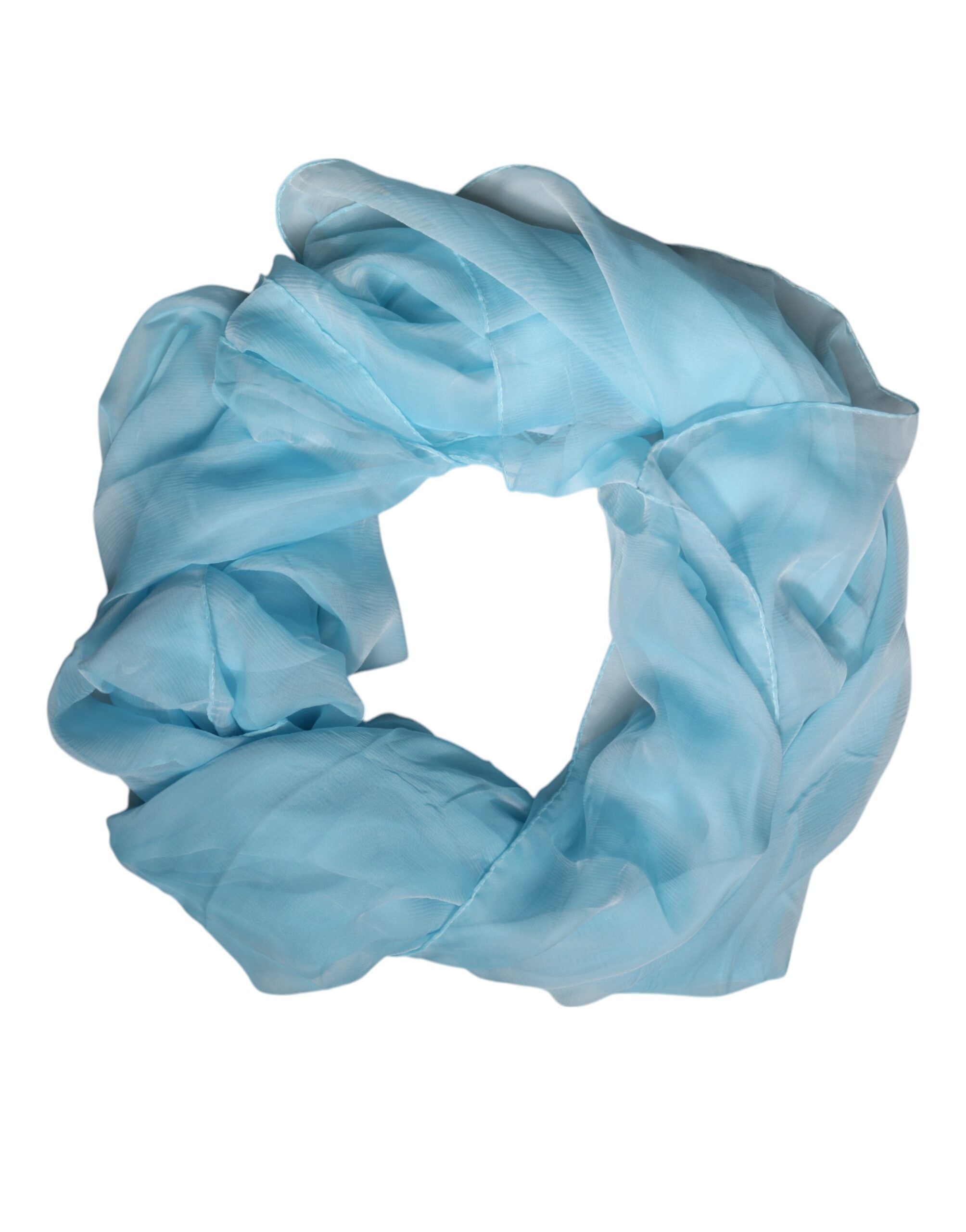 Dolce & Gabbana Light Blue Silk Rectangle Wrap Shawl Scarf - ACCEXO