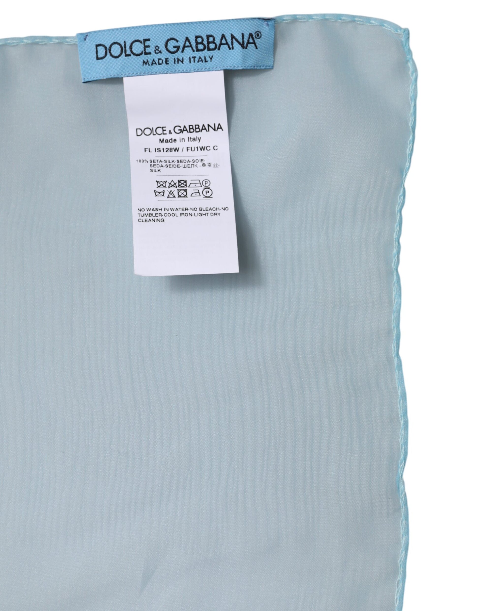 Dolce & Gabbana Light Blue Silk Rectangle Wrap Shawl Scarf - ACCEXO