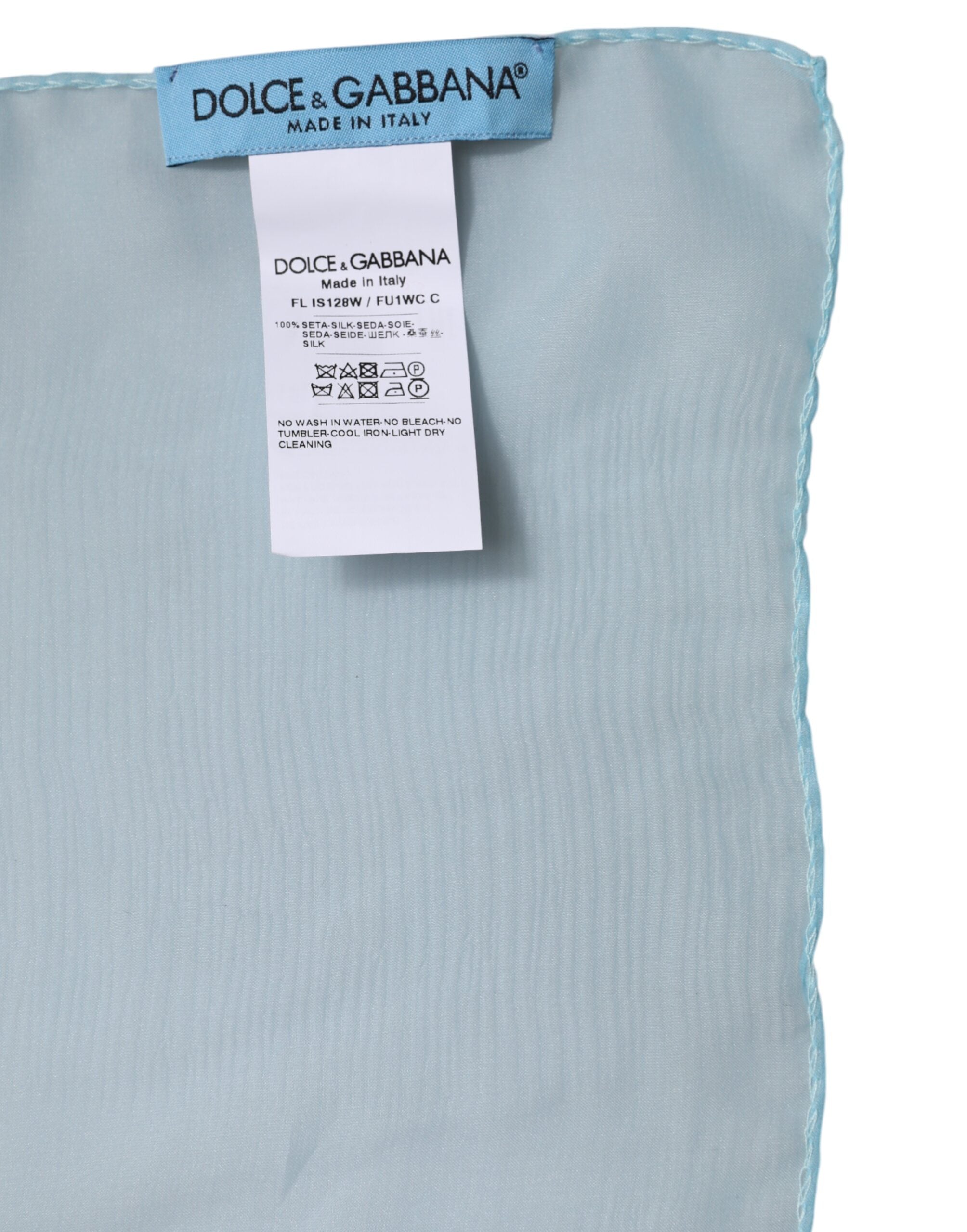 Dolce & Gabbana Light Blue Silk Rectangle Wrap Shawl Scarf - ACCEXO