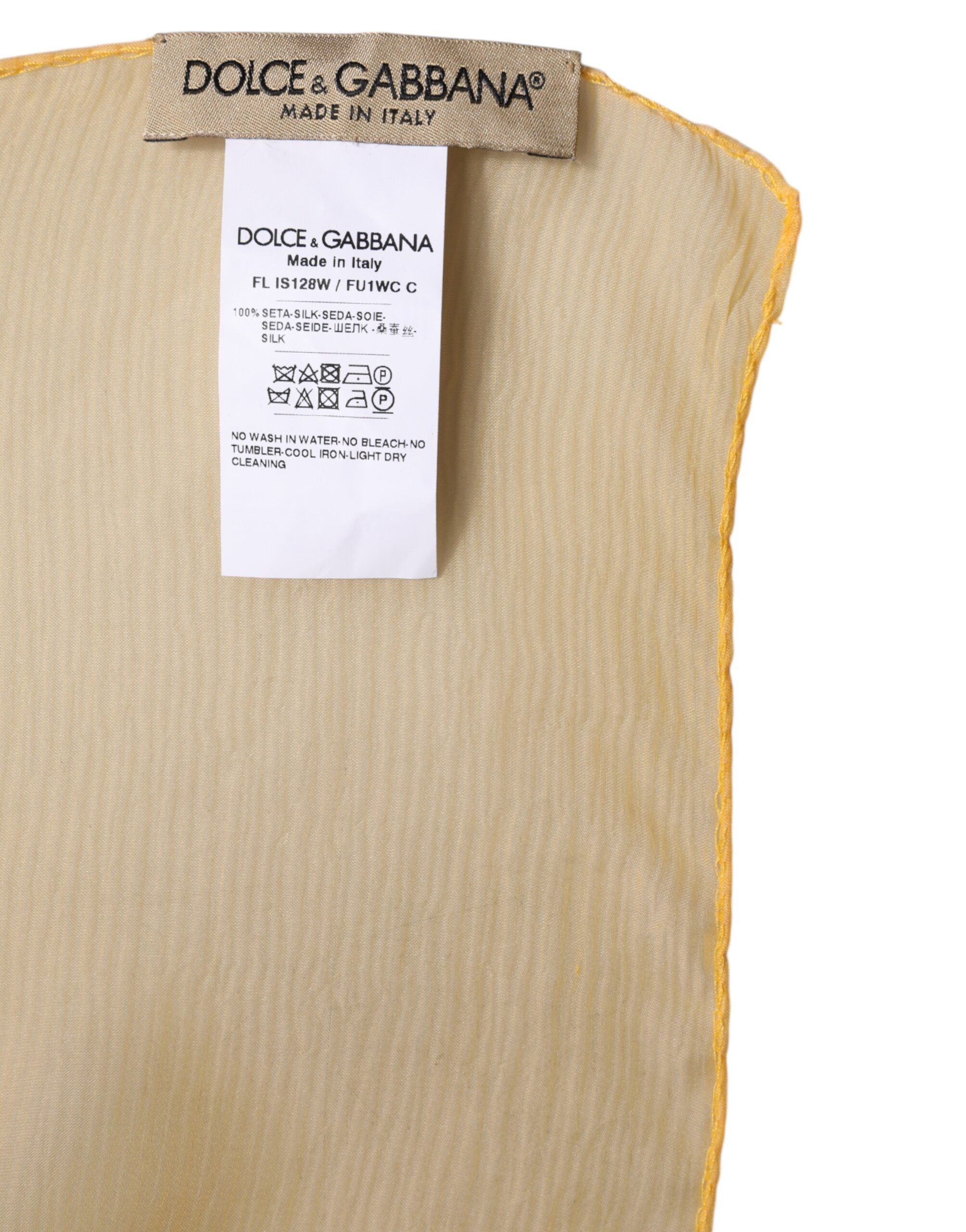 Dolce & Gabbana Yellow Silk Rectangle Wrap Shawl Scarf - ACCEXO