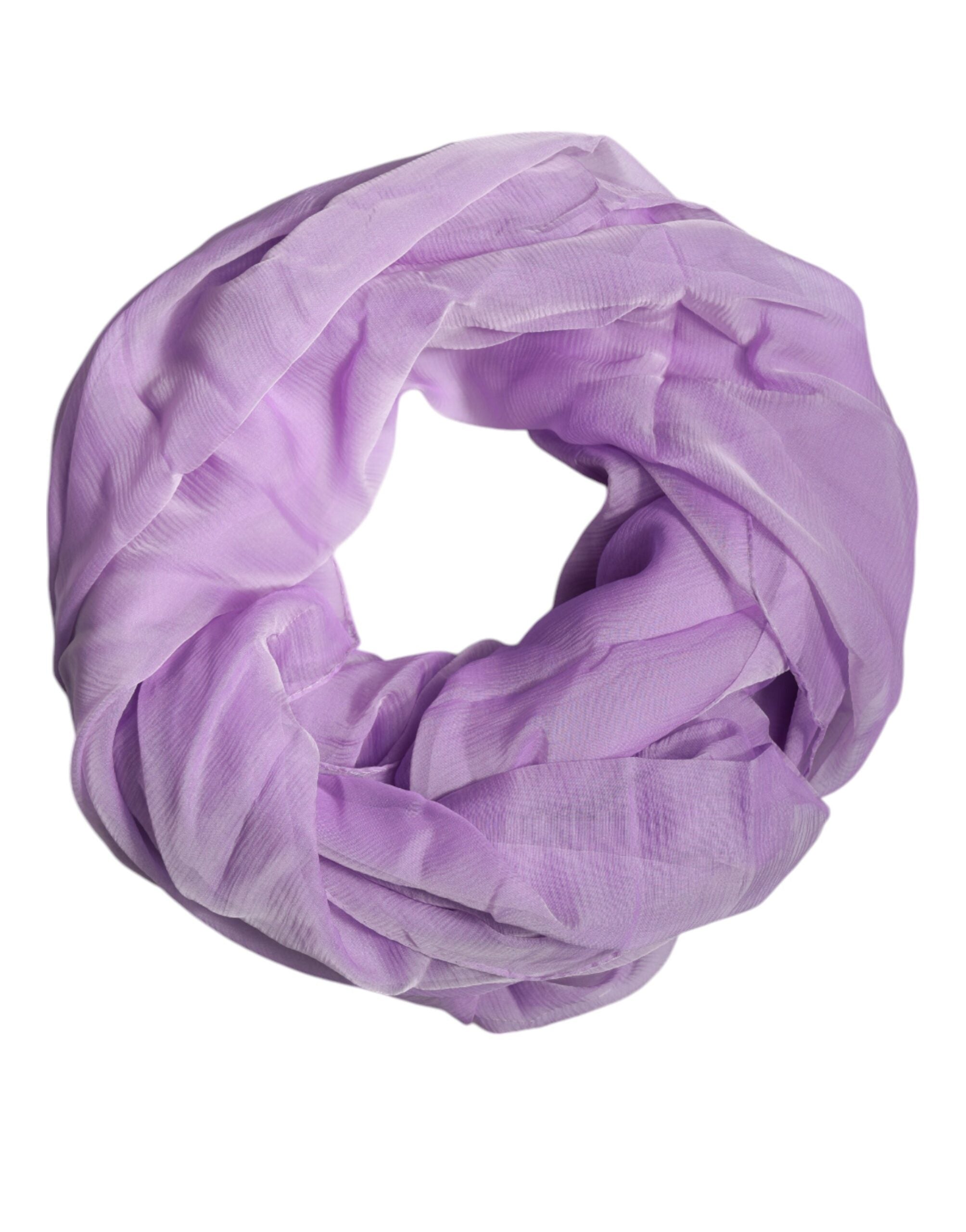 Dolce & Gabbana Purple Silk Rectangle Wrap Shawl Scarf - ACCEXO