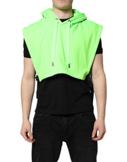 Dolce & Gabbana Green Polyester Hooded Sportswear Vest Sweater - ACCEXO