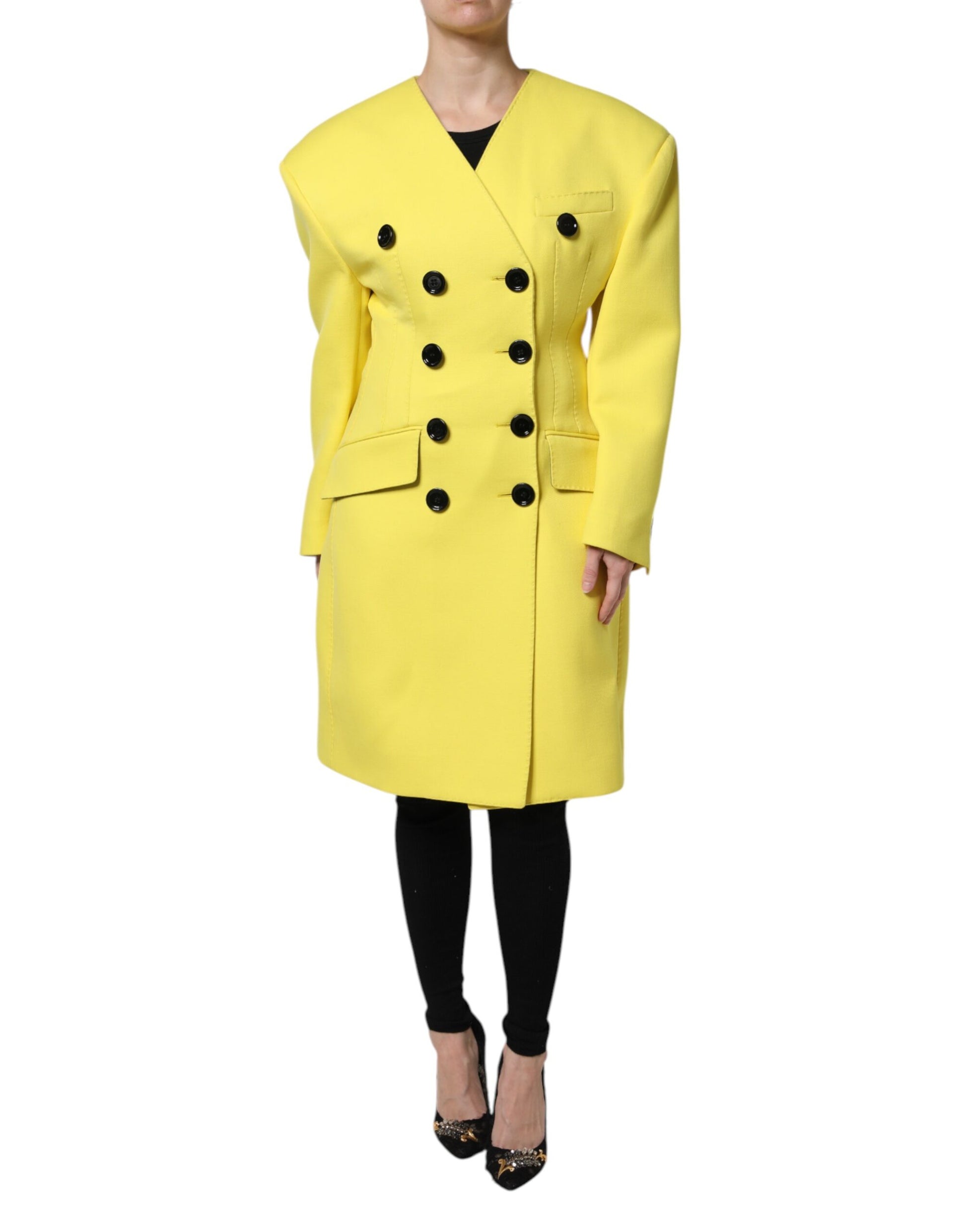Dolce & Gabbana Yellow Double Breasted Trench Coat Jacket - ACCEXO