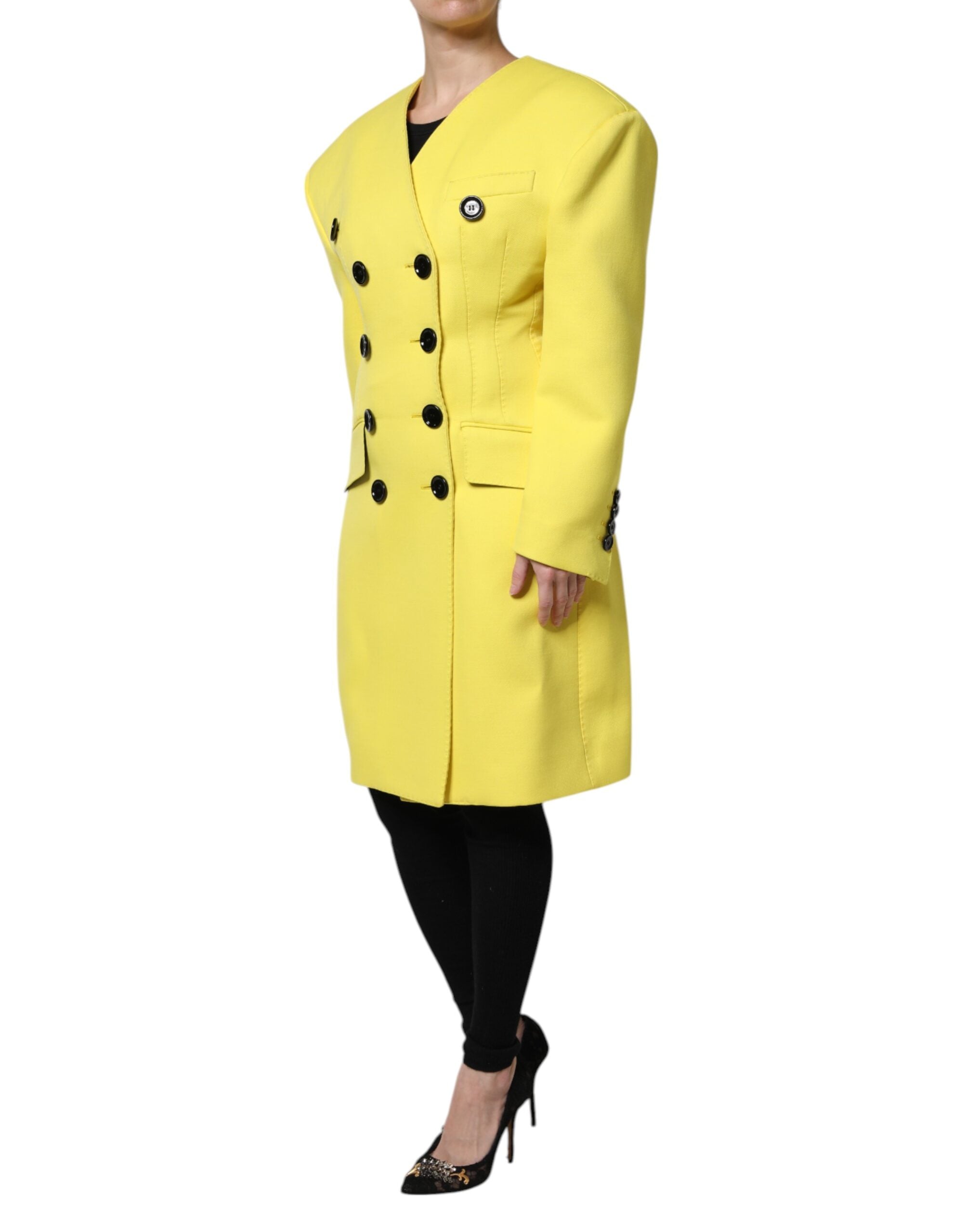 Dolce & Gabbana Yellow Double Breasted Trench Coat Jacket - ACCEXO