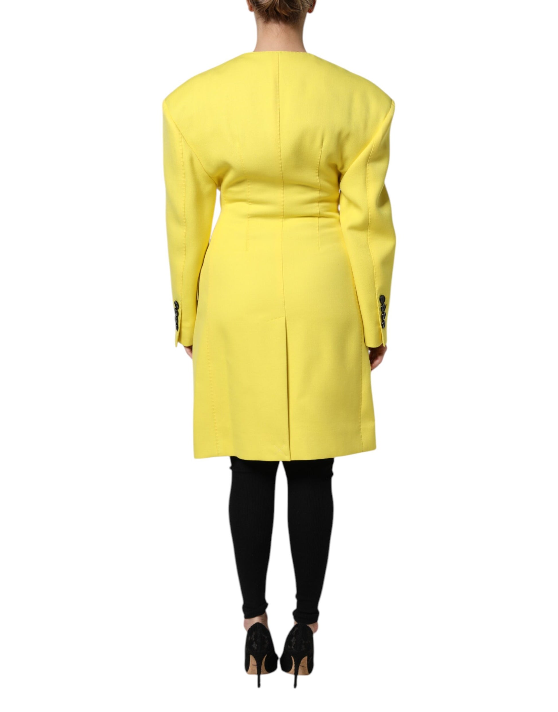Dolce & Gabbana Yellow Double Breasted Trench Coat Jacket - ACCEXO