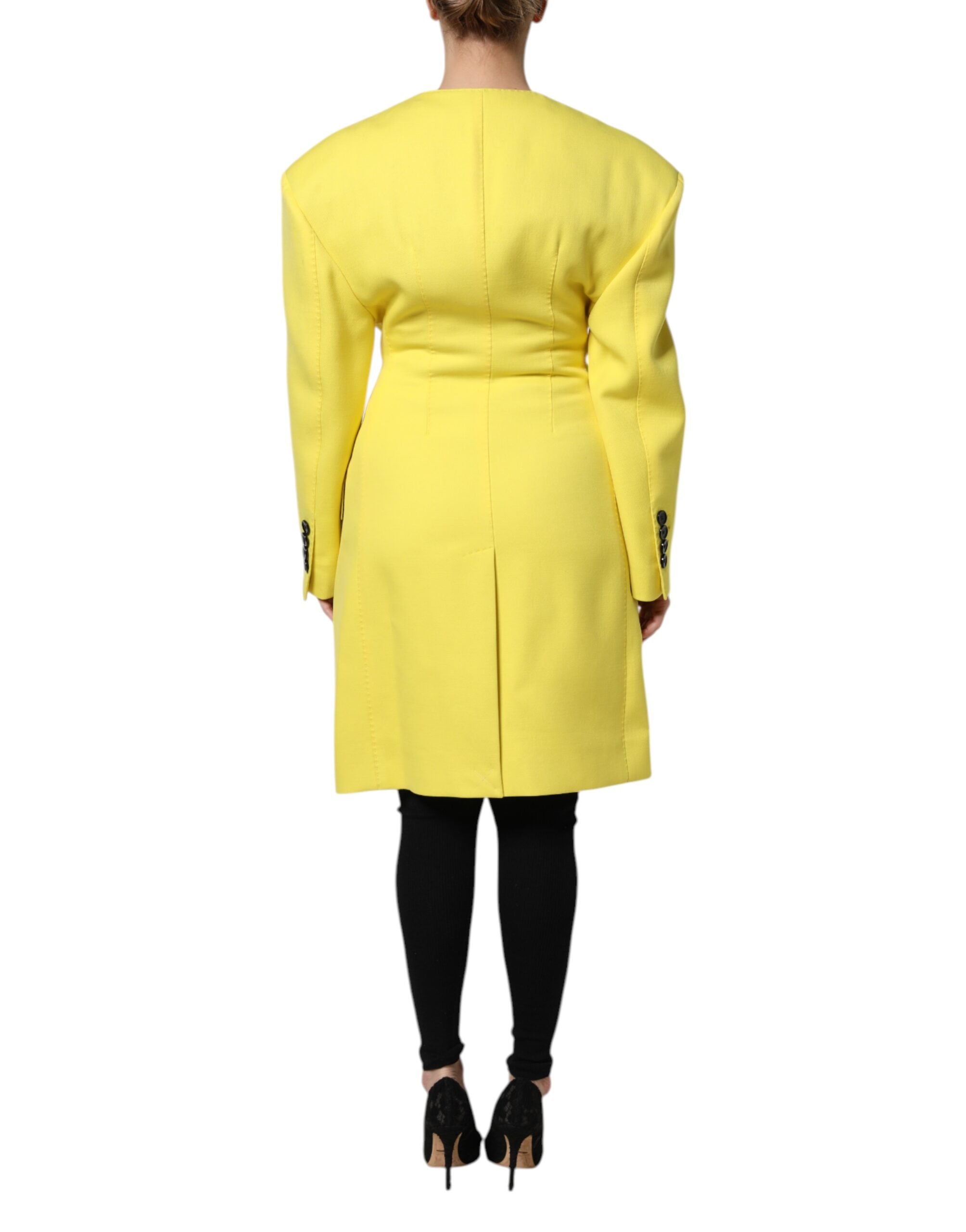 Dolce & Gabbana Yellow Double Breasted Trench Coat Jacket - ACCEXO