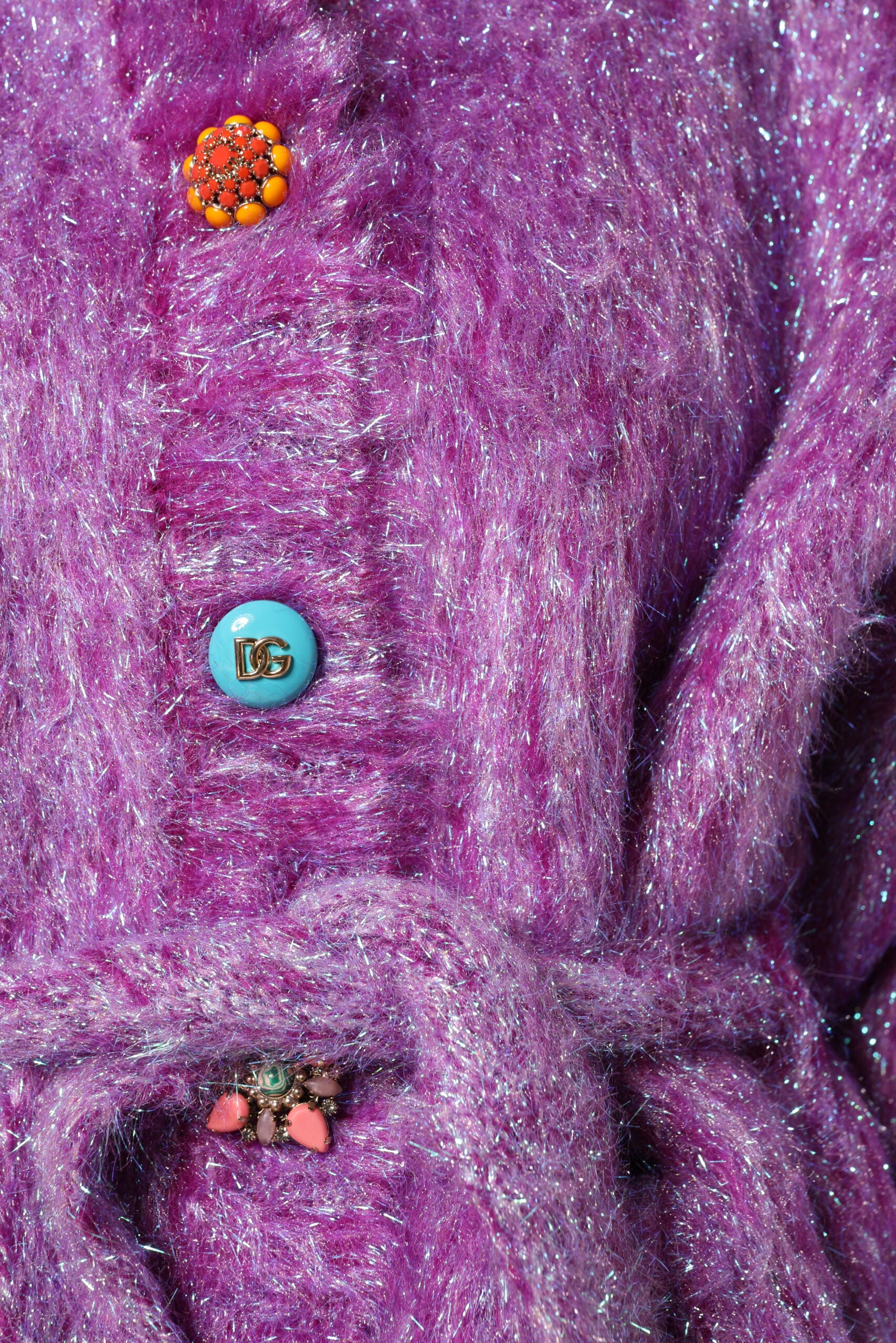 Dolce & Gabbana Purple Button Embellished Trench Coat Jacket - ACCEXO