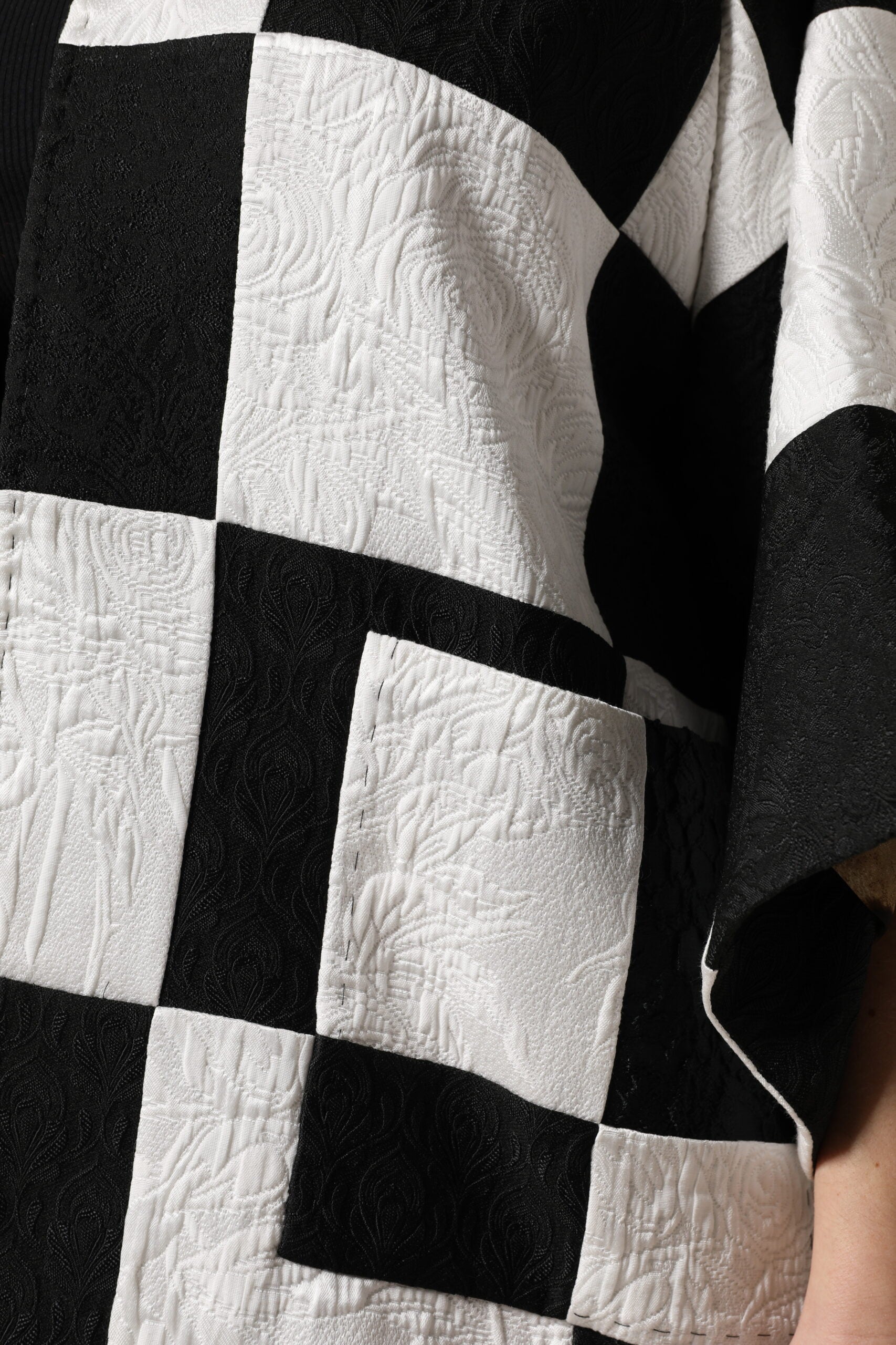 Dolce & Gabbana White Black Patchwork Jacquard Blazer Jacket - ACCEXO