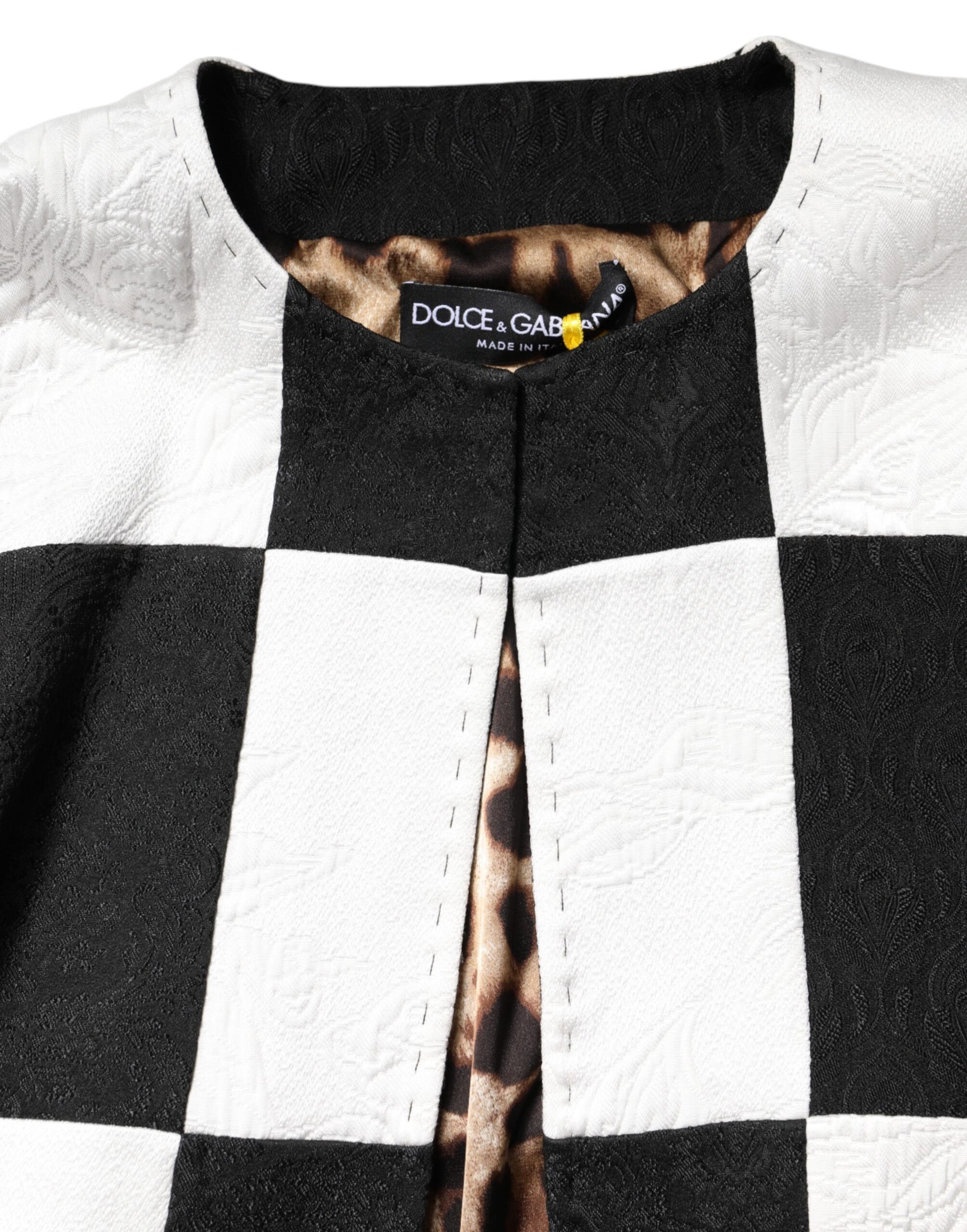 Dolce & Gabbana White Black Patchwork Jacquard Blazer Jacket - ACCEXO