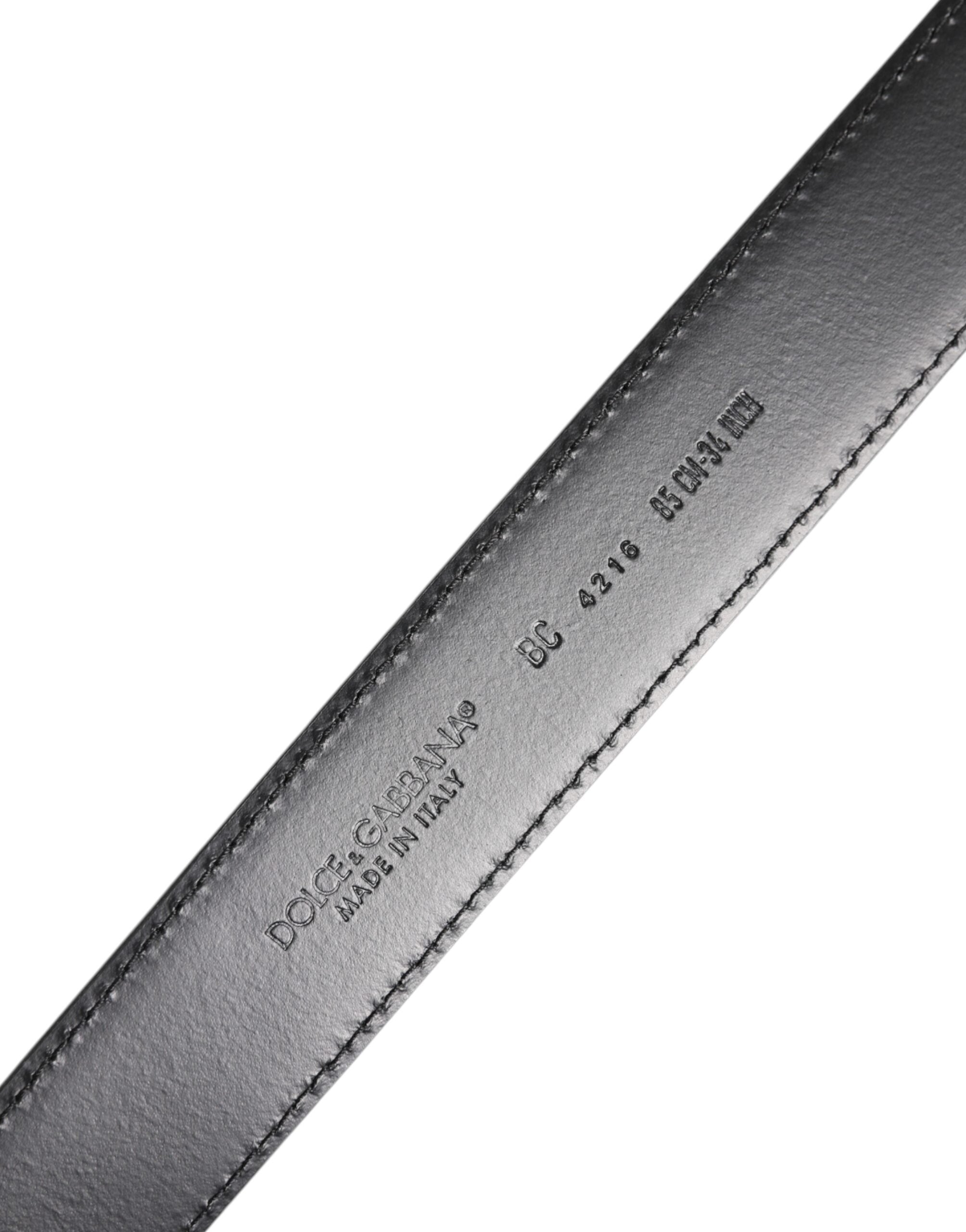 Dolce & Gabbana Black Classic Calf Leather Silver Buckle Belt - ACCEXO