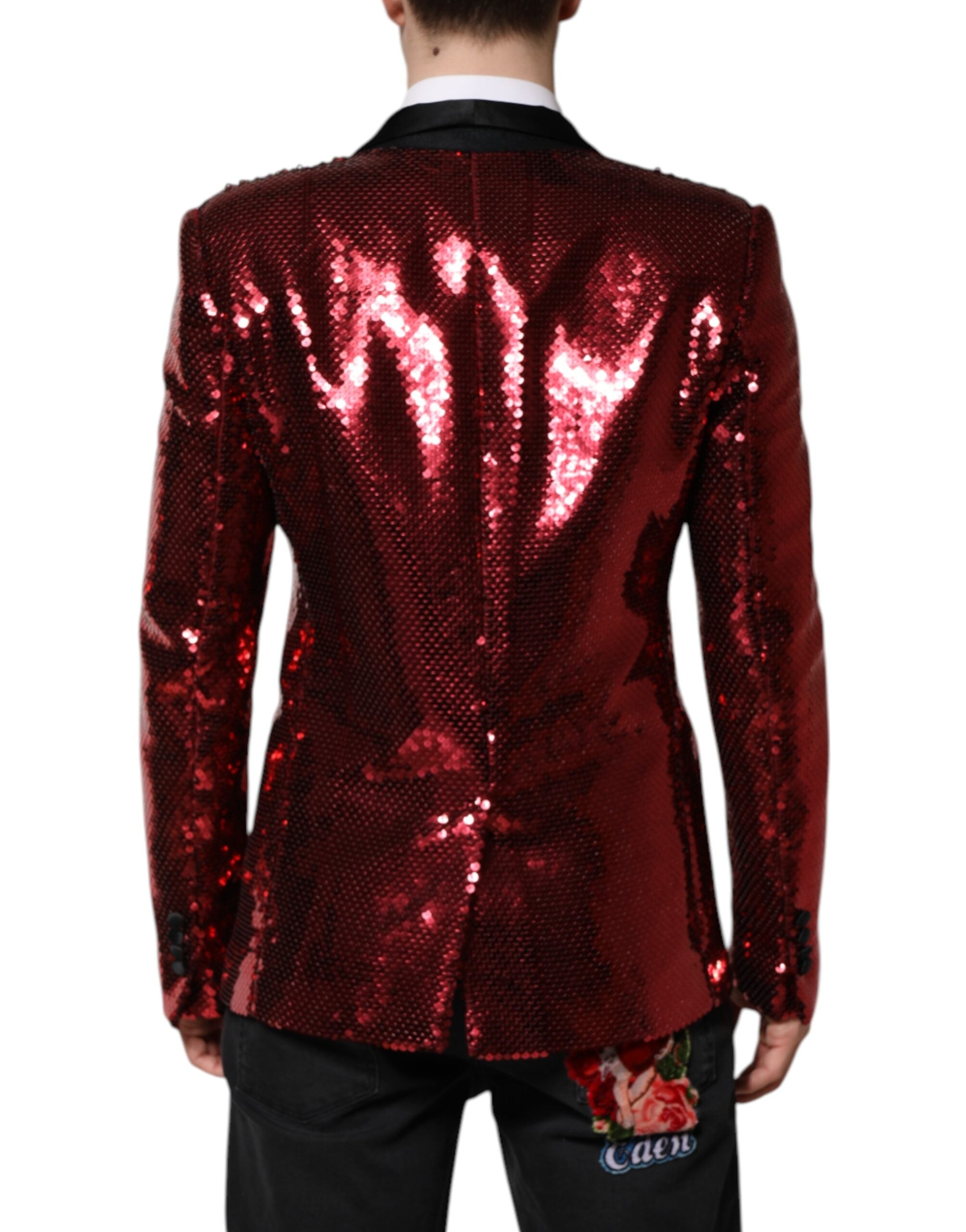 Dolce & Gabbana Red SICILIA Sequin Embellish Blazer Jacket - ACCEXO