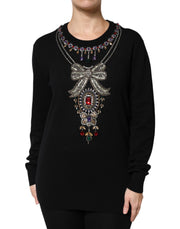 Dolce & Gabbana Black Cashmere Crystal Embellished Sweater - ACCEXO