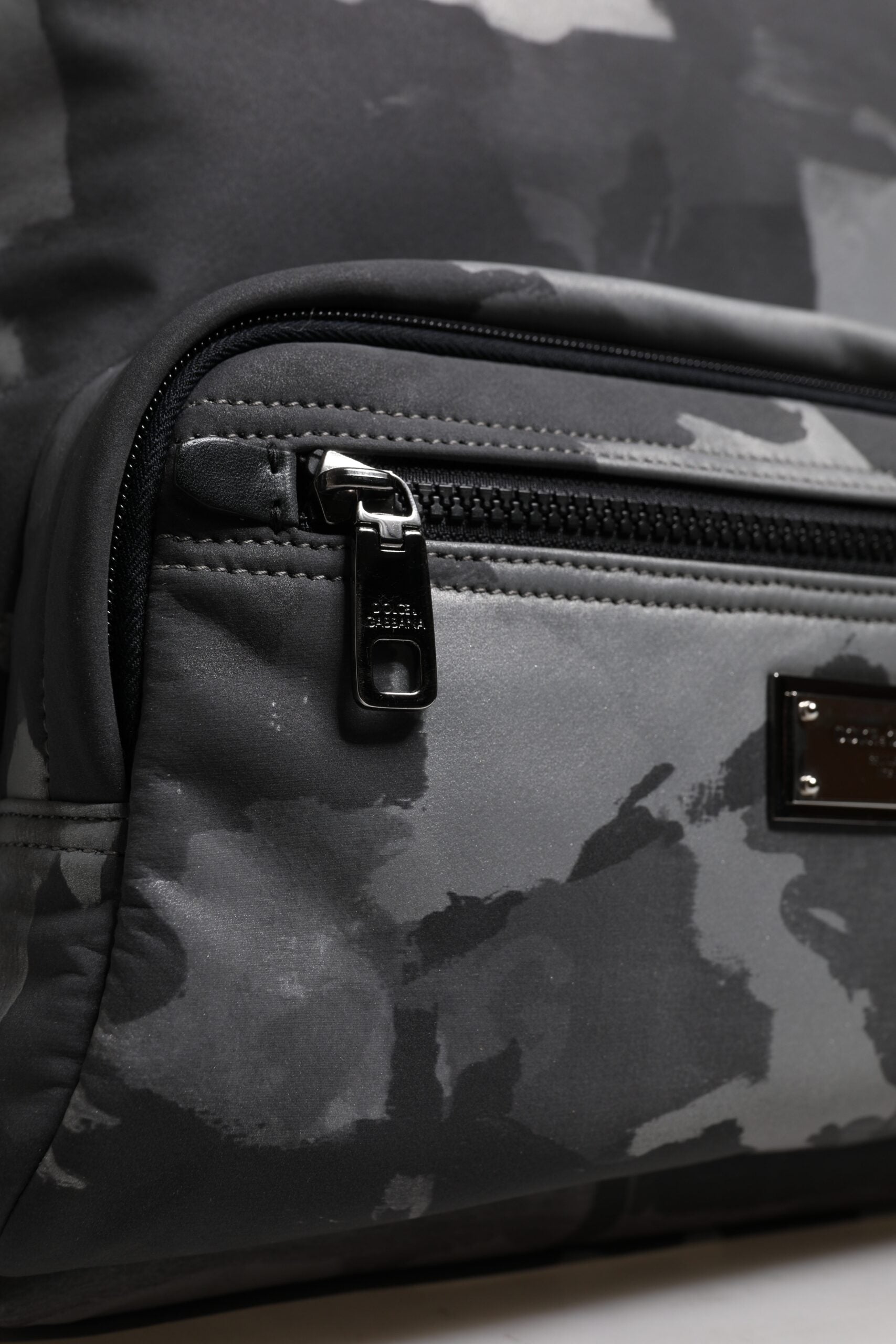 Dolce & Gabbana Gray Cotton Camouflage Logo Plaque Backpack Bag - ACCEXO