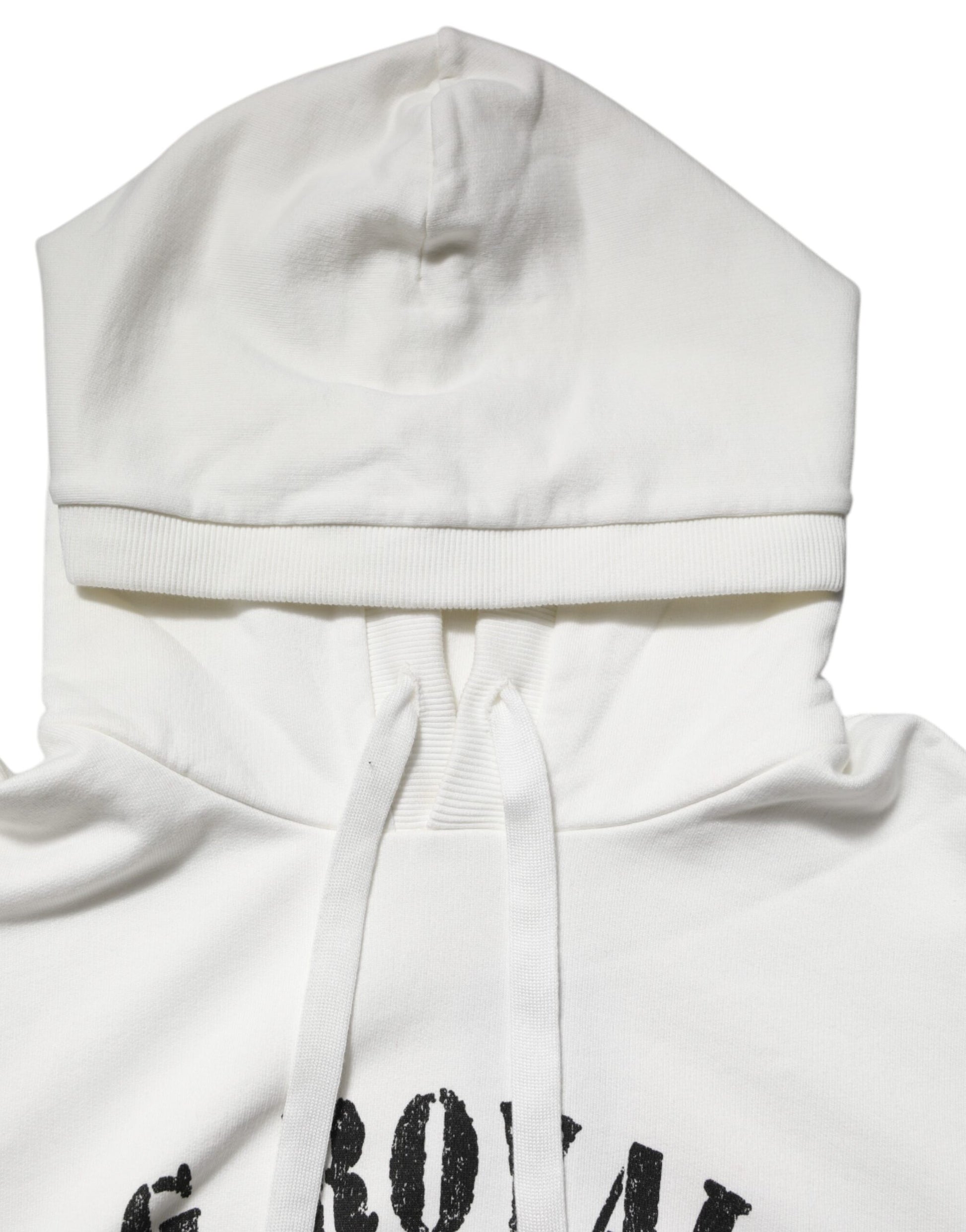 Dolce & Gabbana White Cotton DG ROYAL Print Hooded Sweater - ACCEXO