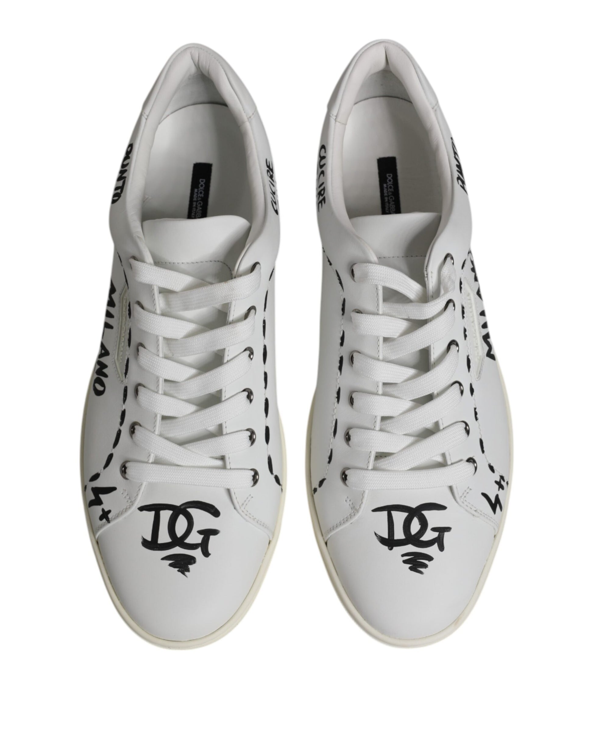 Dolce & Gabbana White London Calf Leather Men Sneakers Shoes - ACCEXO