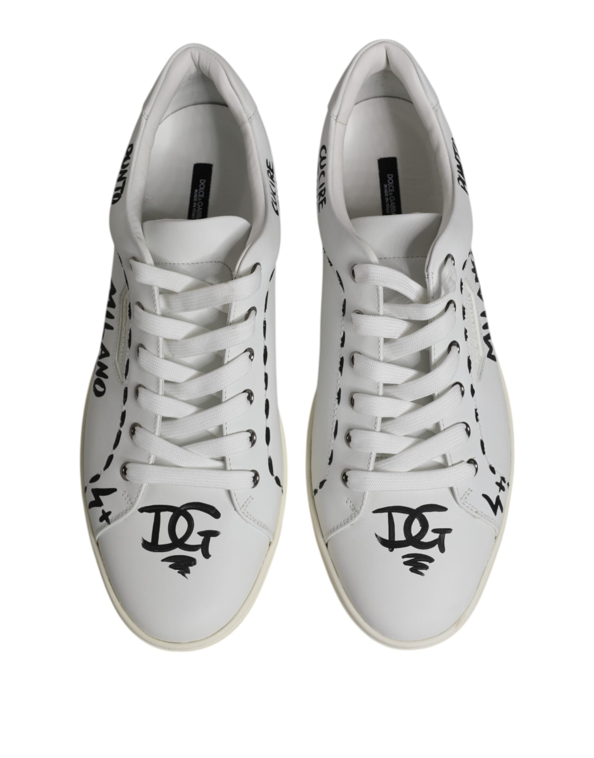 Dolce & Gabbana White London Calf Leather Men Sneakers Shoes - ACCEXO