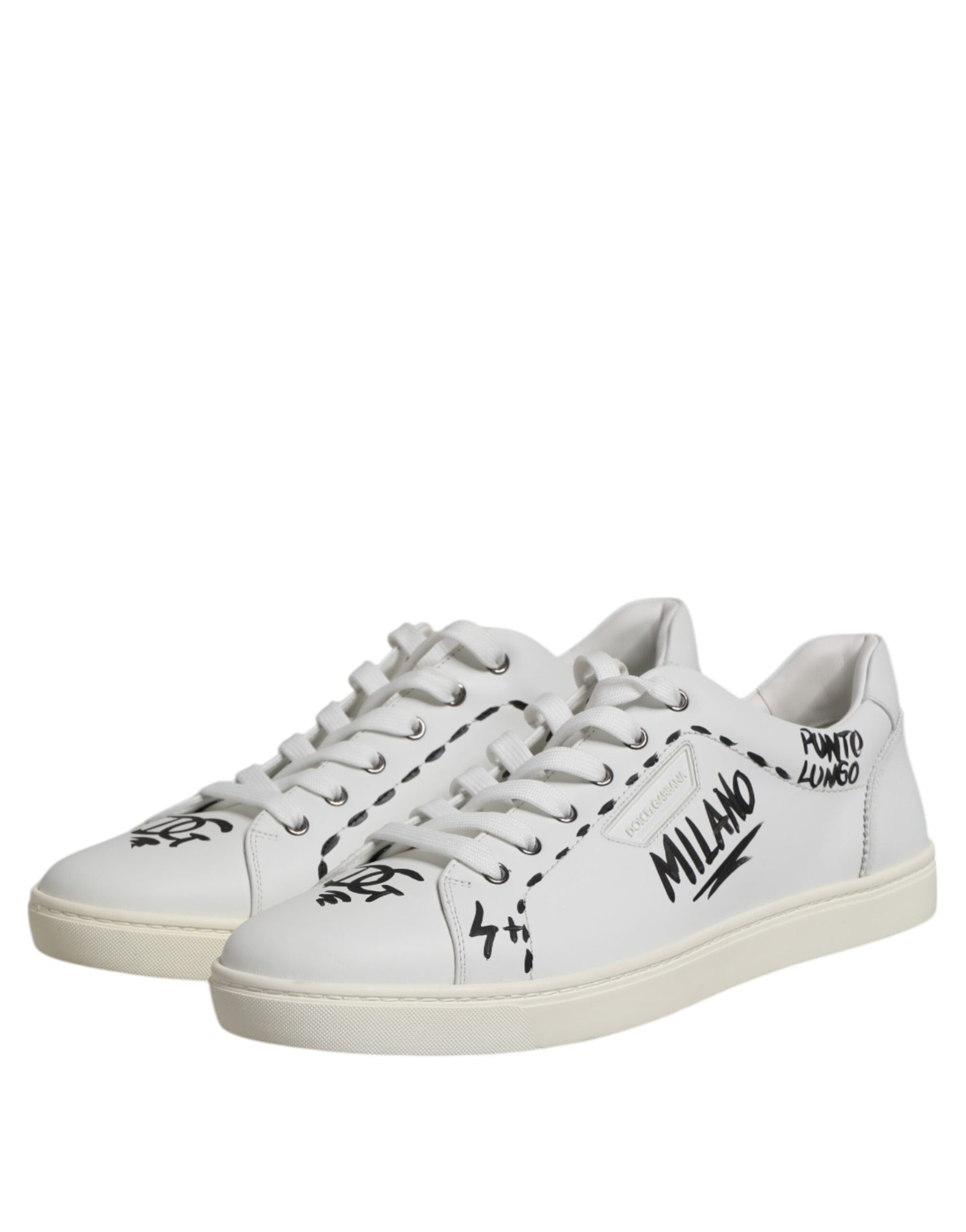 Dolce & Gabbana White London Calf Leather Men Sneakers Shoes - ACCEXO