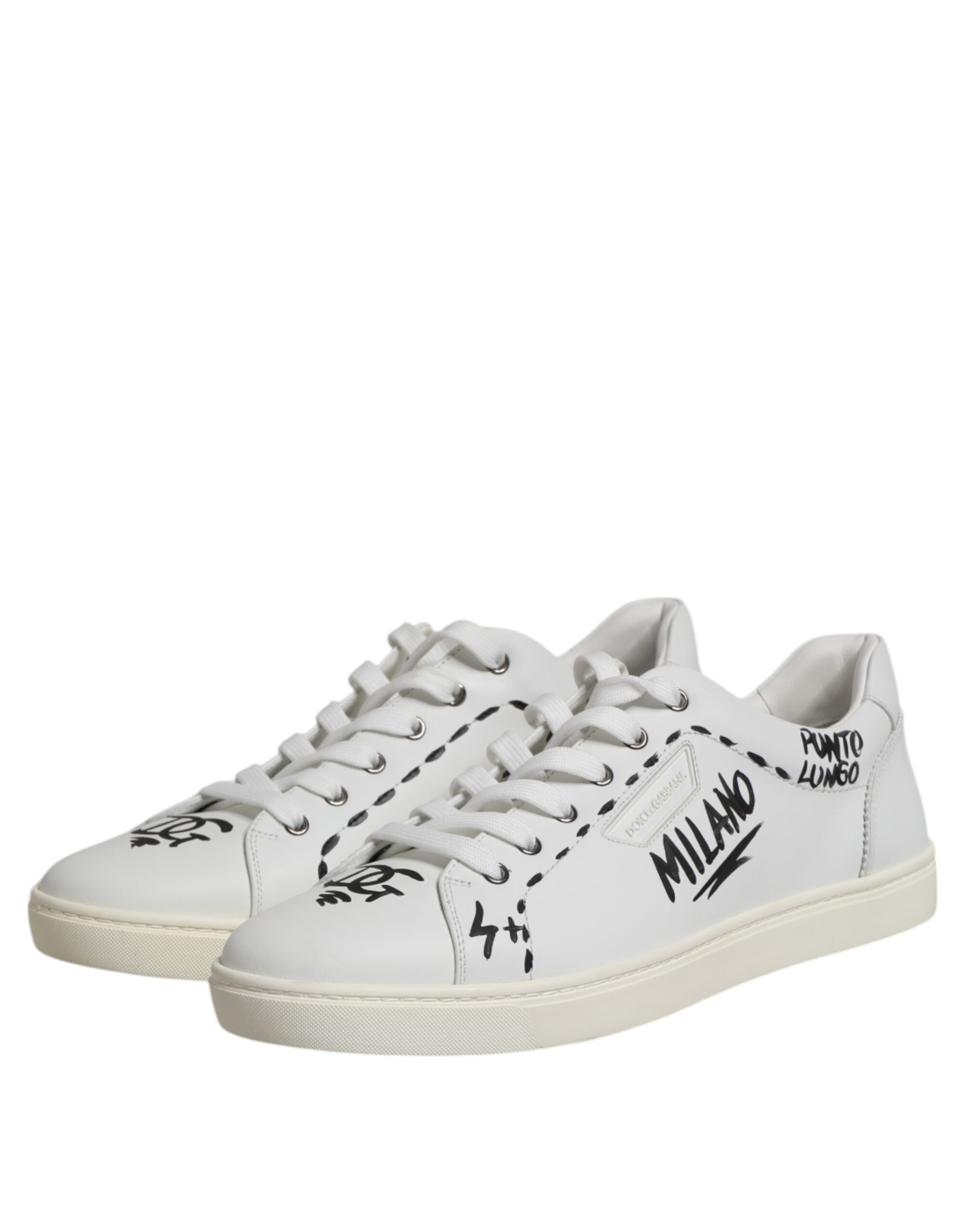 Dolce & Gabbana White London Calf Leather Men Sneakers Shoes - ACCEXO