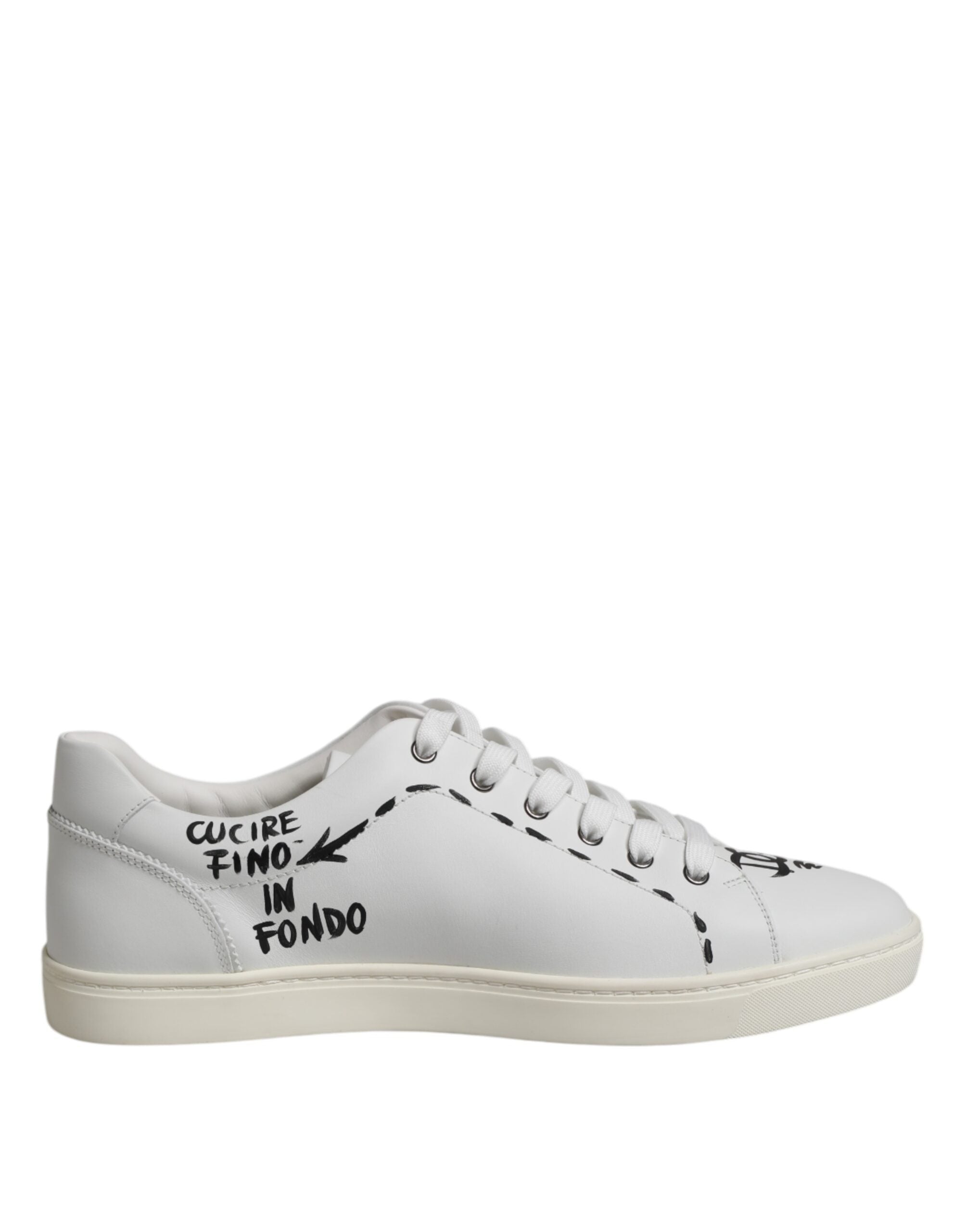 Dolce & Gabbana White London Calf Leather Men Sneakers Shoes - ACCEXO