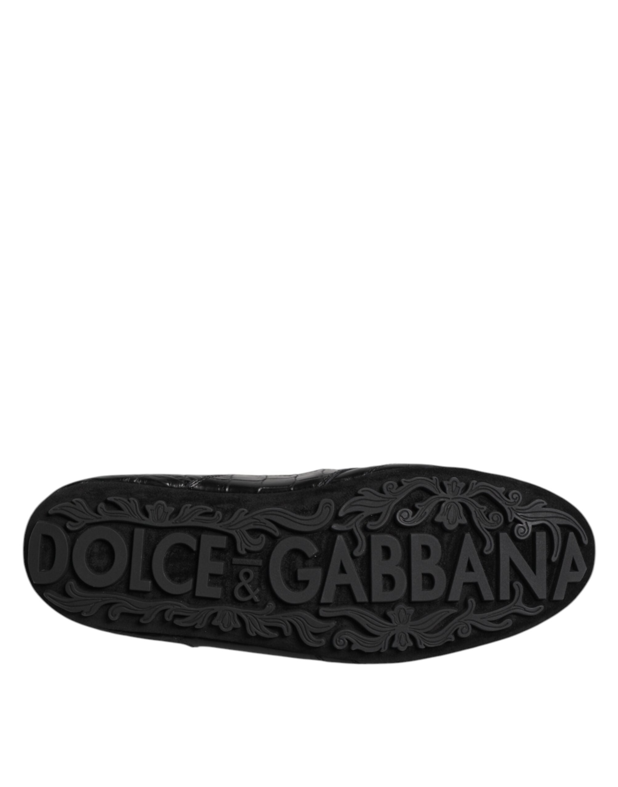 Dolce & Gabbana Black Exotic Leather Low Top Sneakers Shoes - ACCEXO